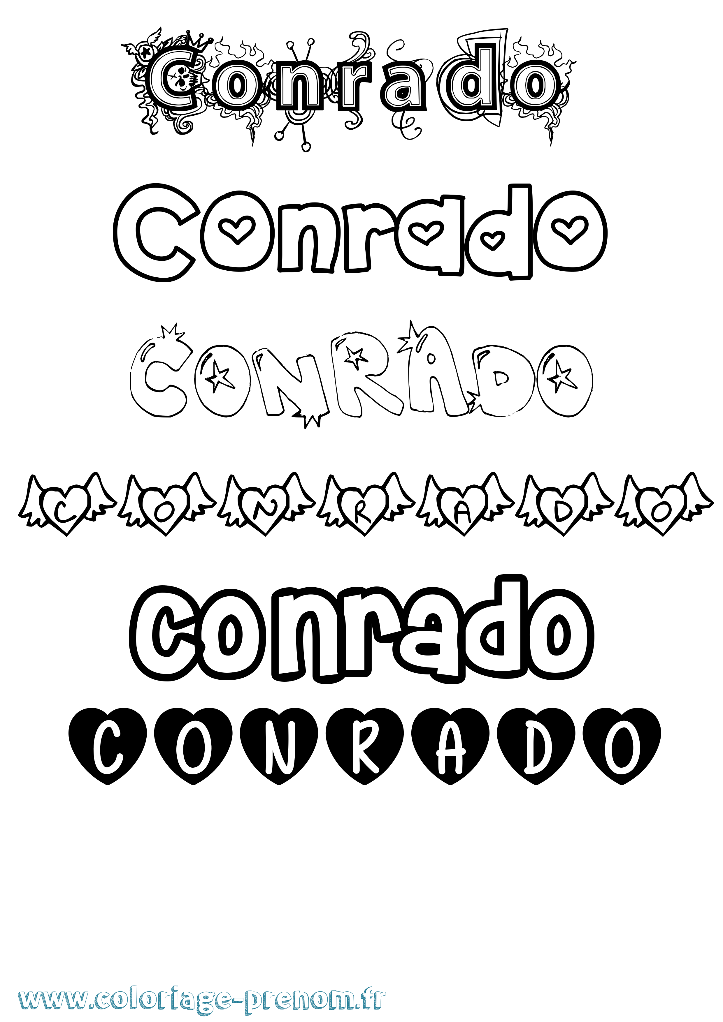 Coloriage Conrado Girly Coloriage prénom Conrado Girly