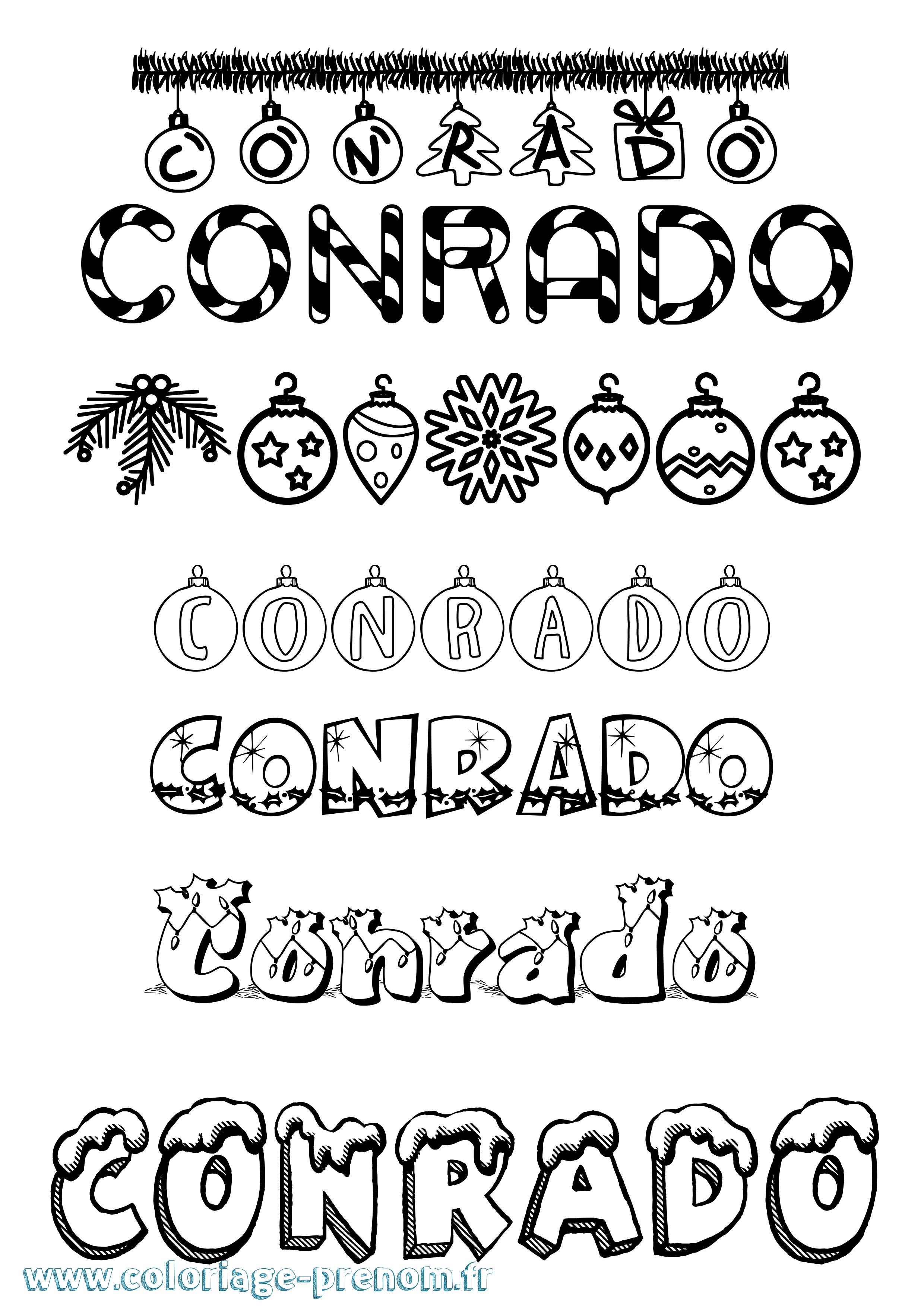 Coloriage Conrado Noël Coloriage prénom Conrado Noël
