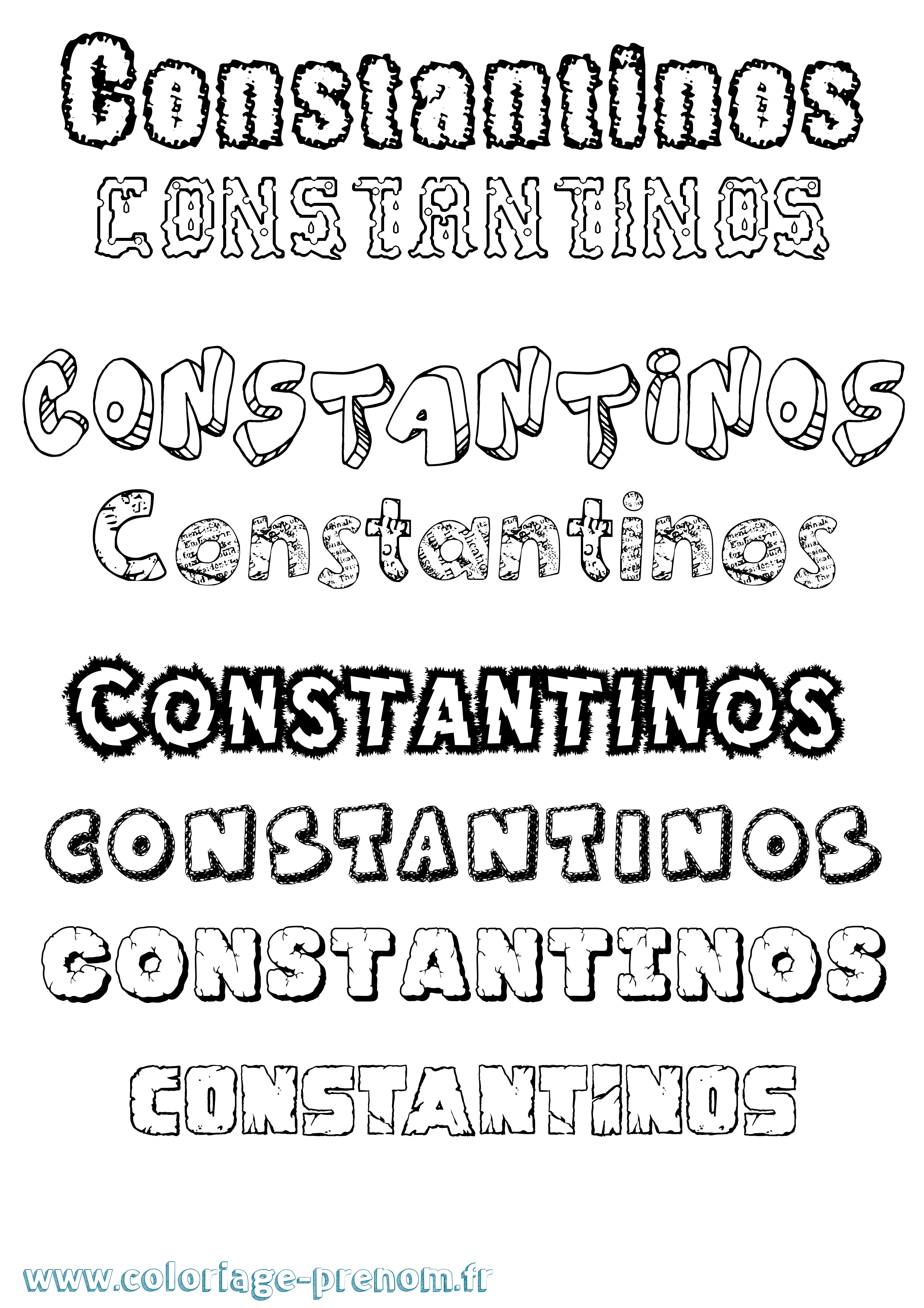 Coloriage Constantinos Destructuré Coloriage prénom Constantinos Destructuré