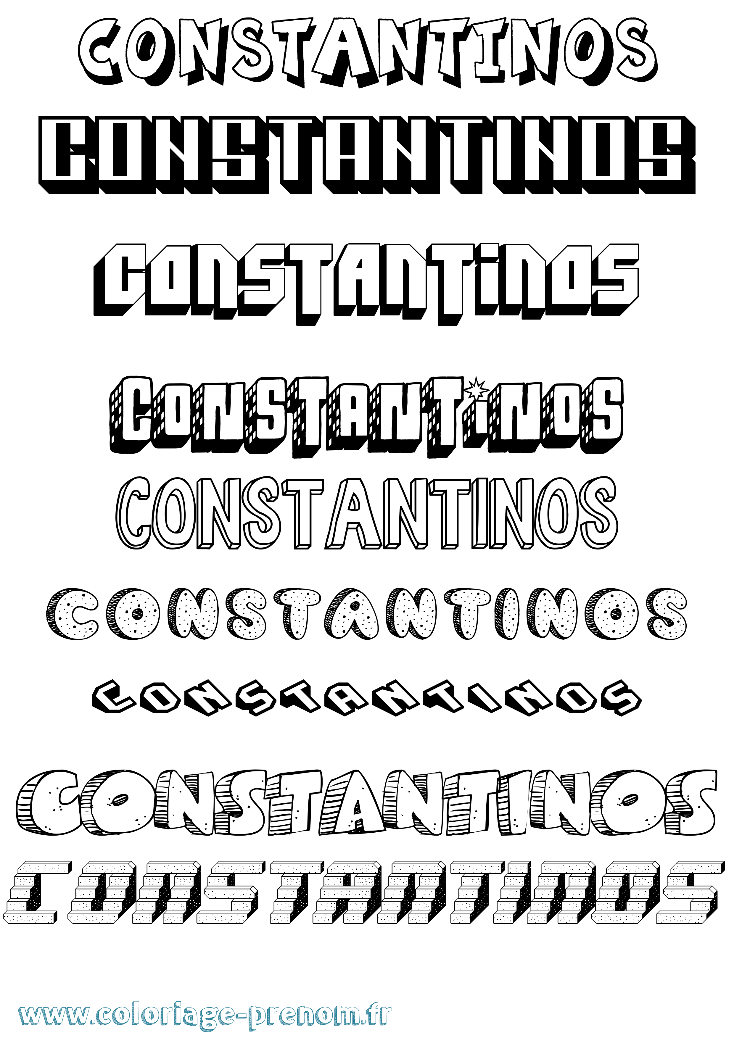 Coloriage Constantinos Effet 3D Coloriage prénom Constantinos Effet 3D