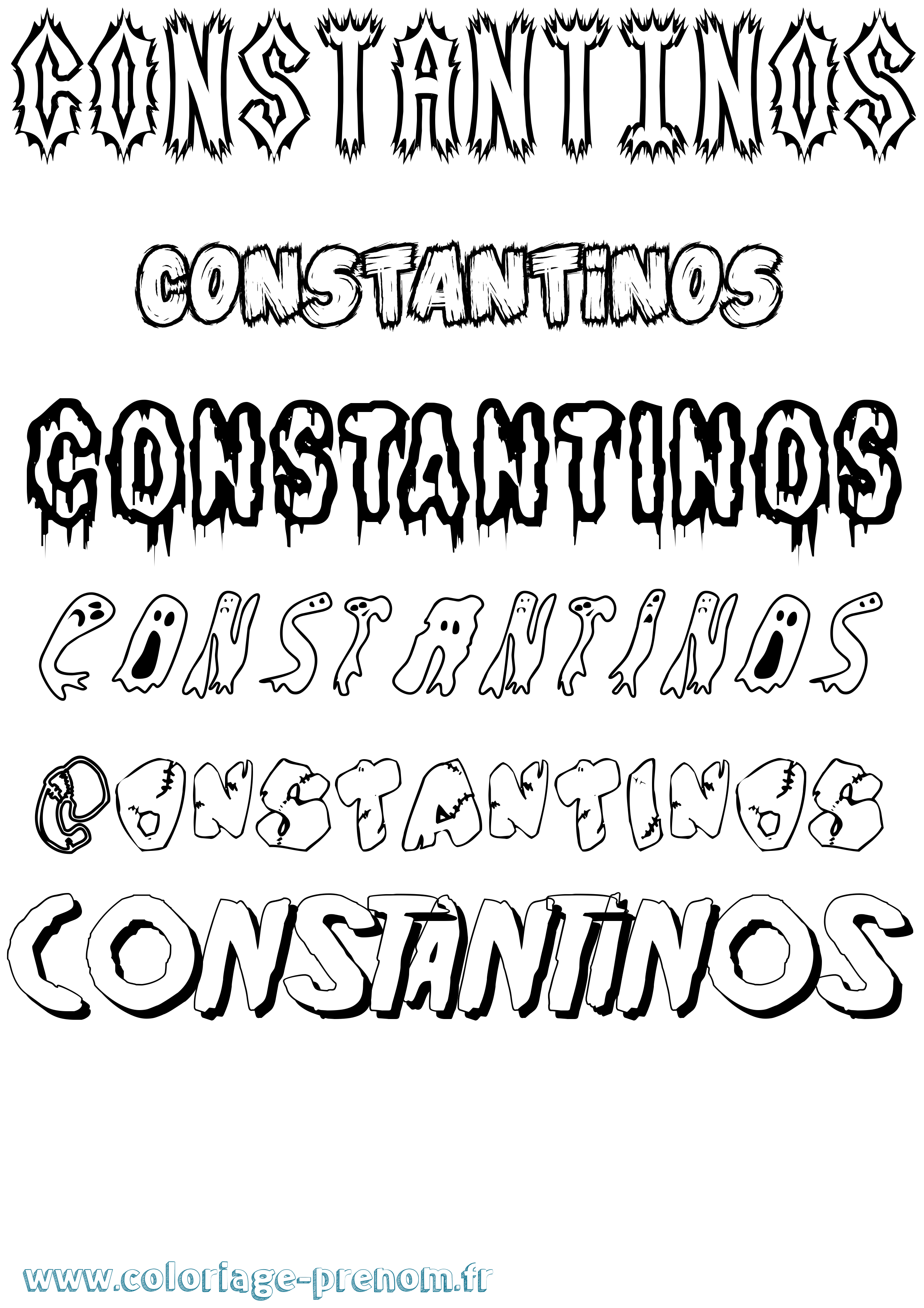 Coloriage Constantinos Frisson Coloriage prénom Constantinos Frisson
