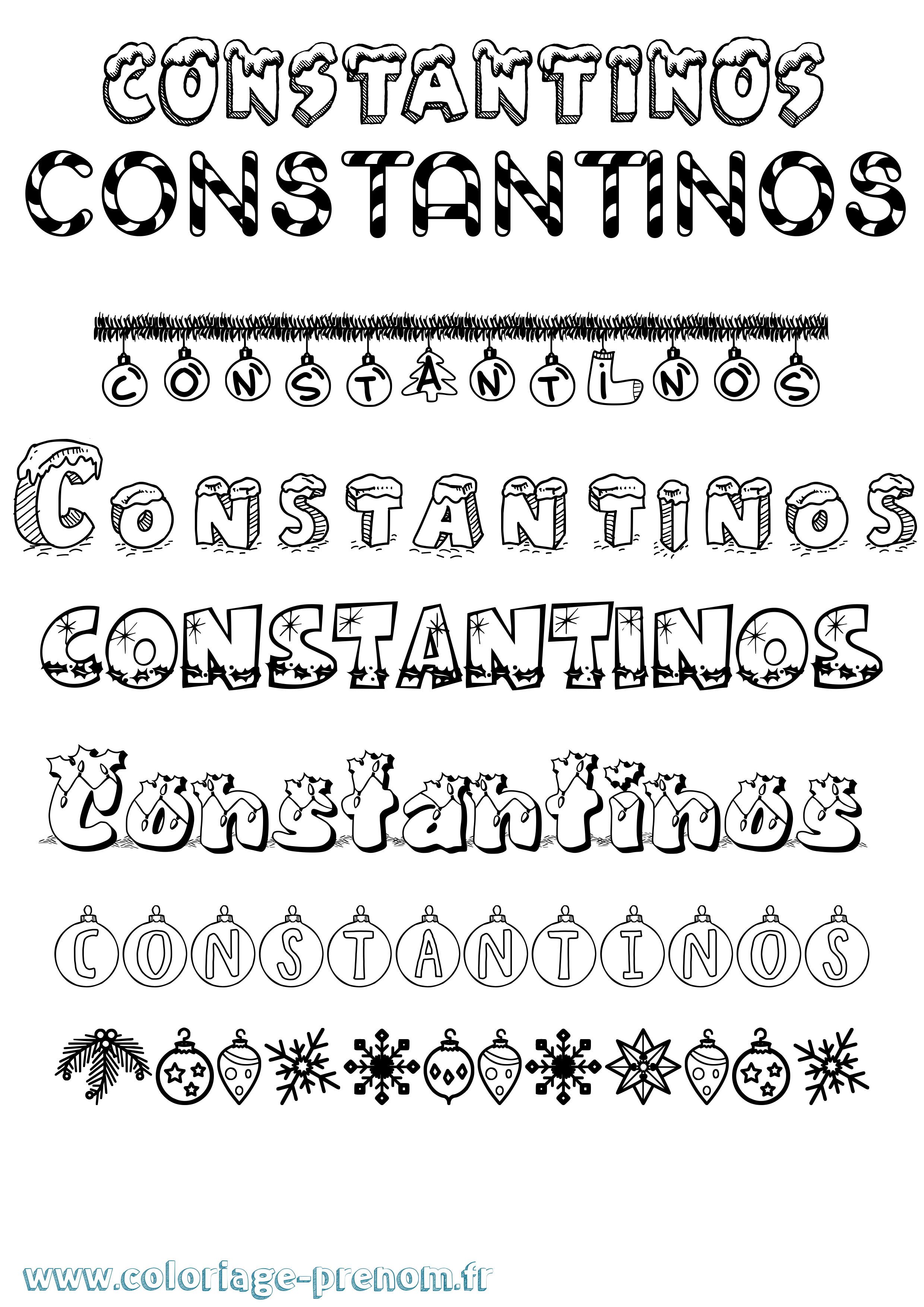 Coloriage Constantinos Noël Coloriage prénom Constantinos Noël