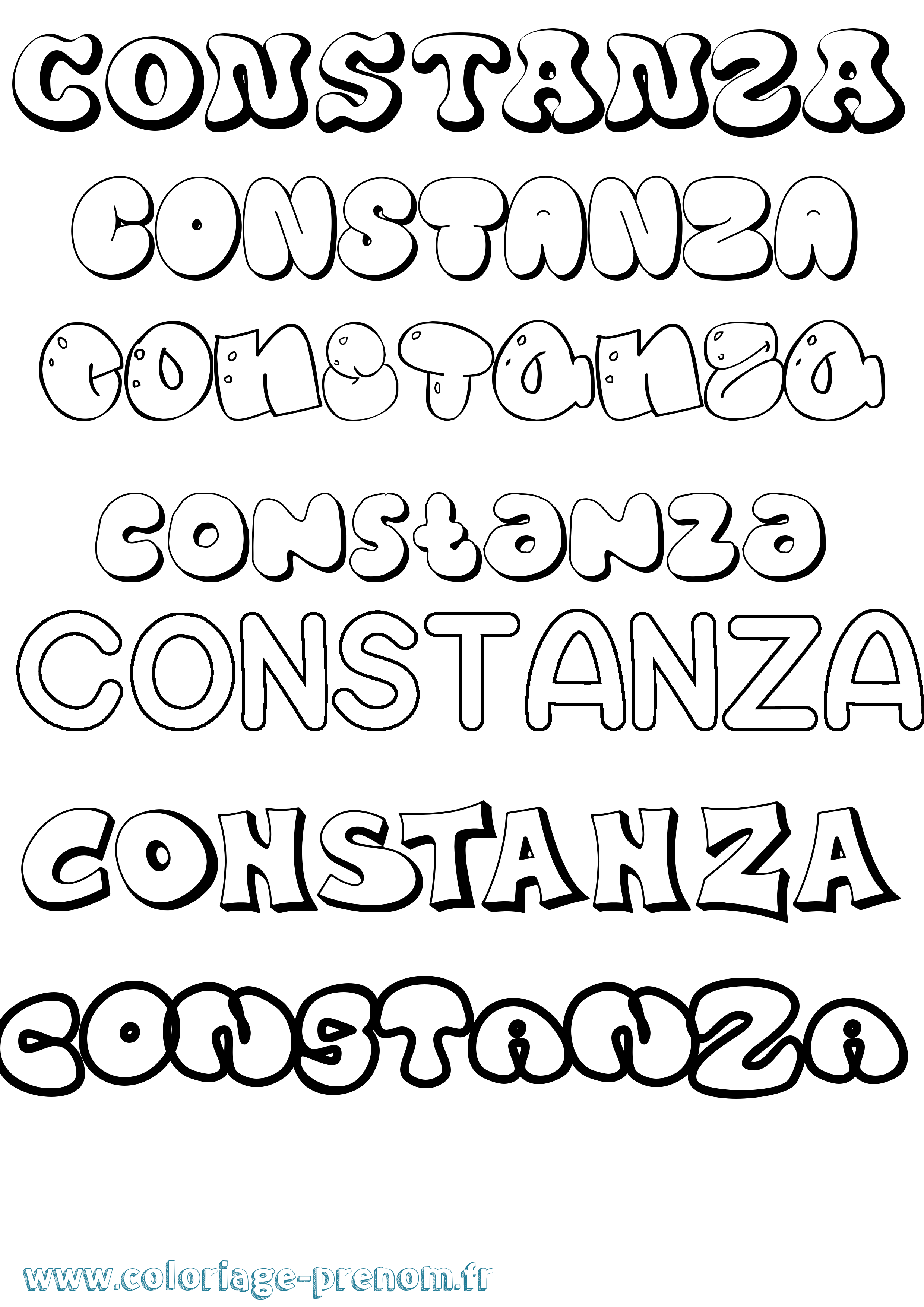 Coloriage Constanza Bubble Coloriage prénom Constanza Bubble