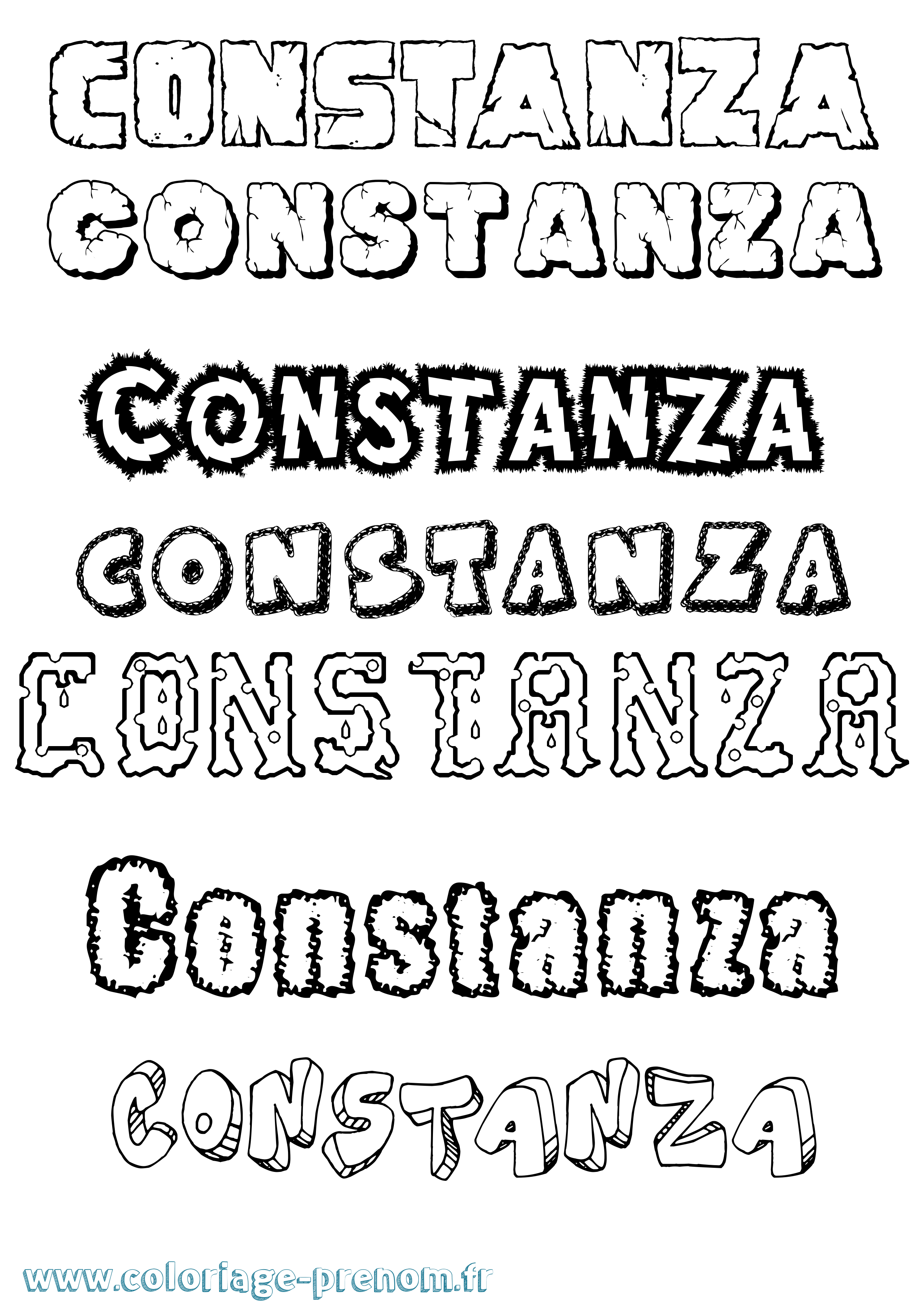 Coloriage Constanza Destructuré Coloriage prénom Constanza Destructuré