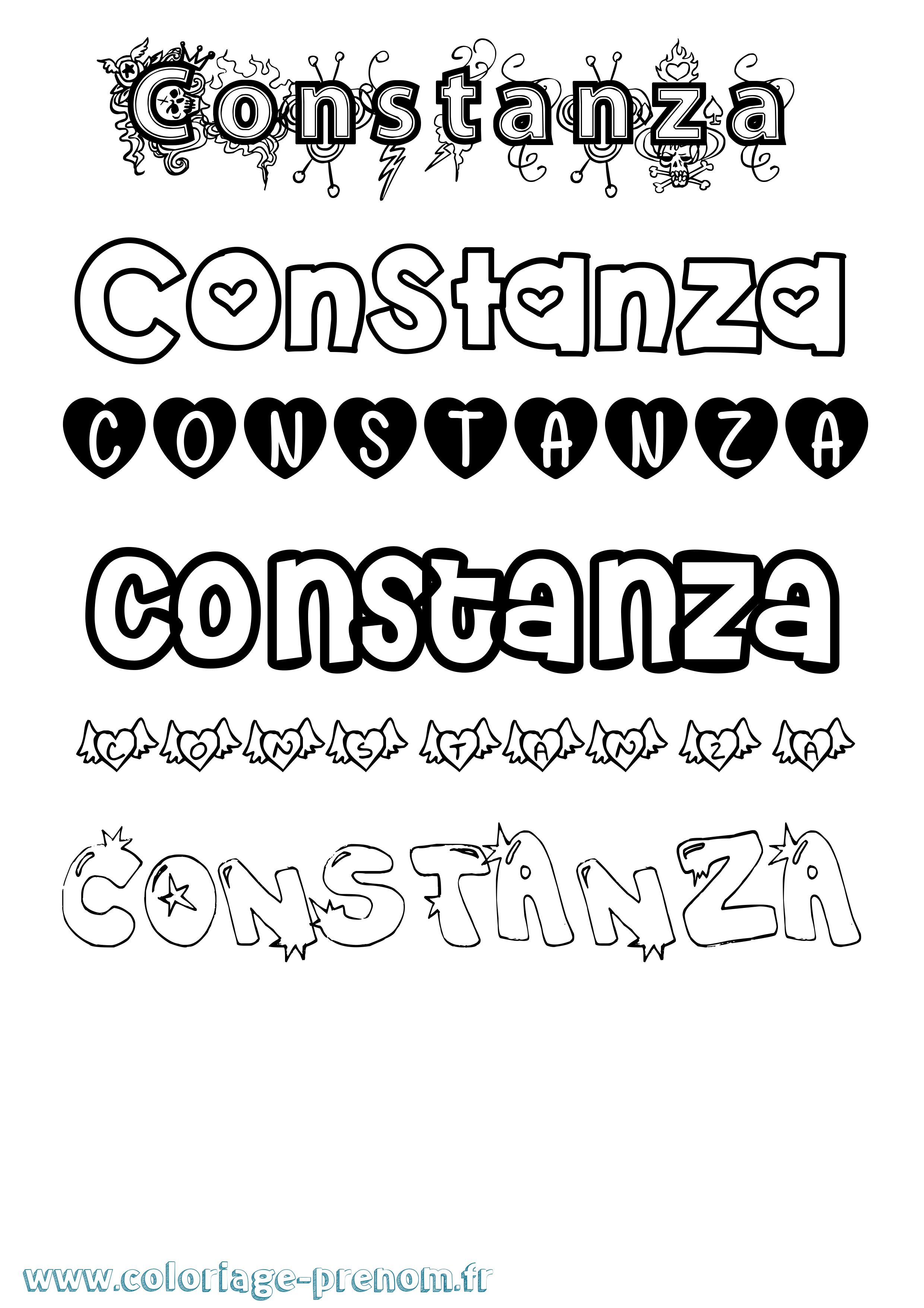 Coloriage Constanza Girly Coloriage prénom Constanza Girly