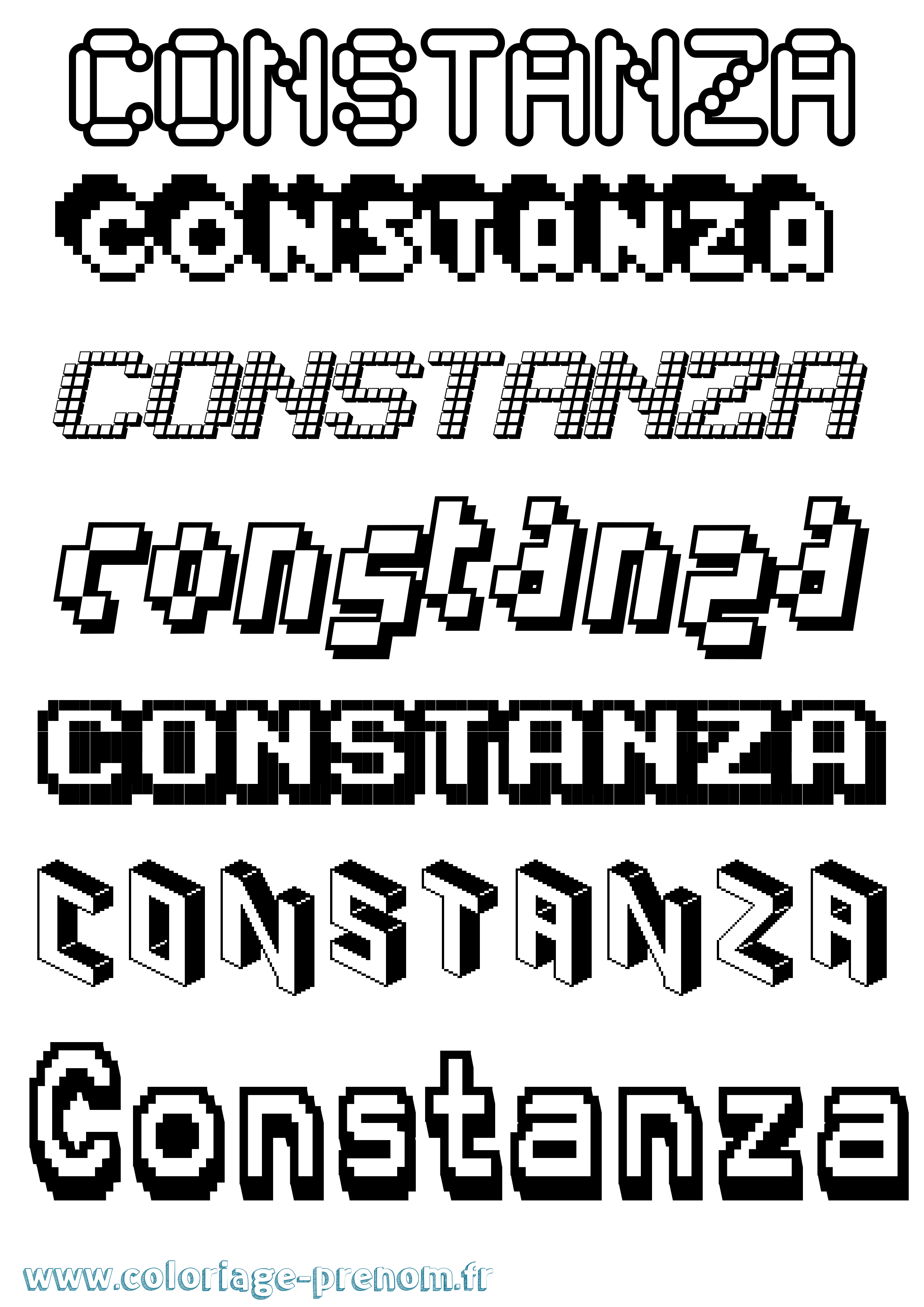 Coloriage Constanza Pixel Coloriage prénom Constanza Pixel
