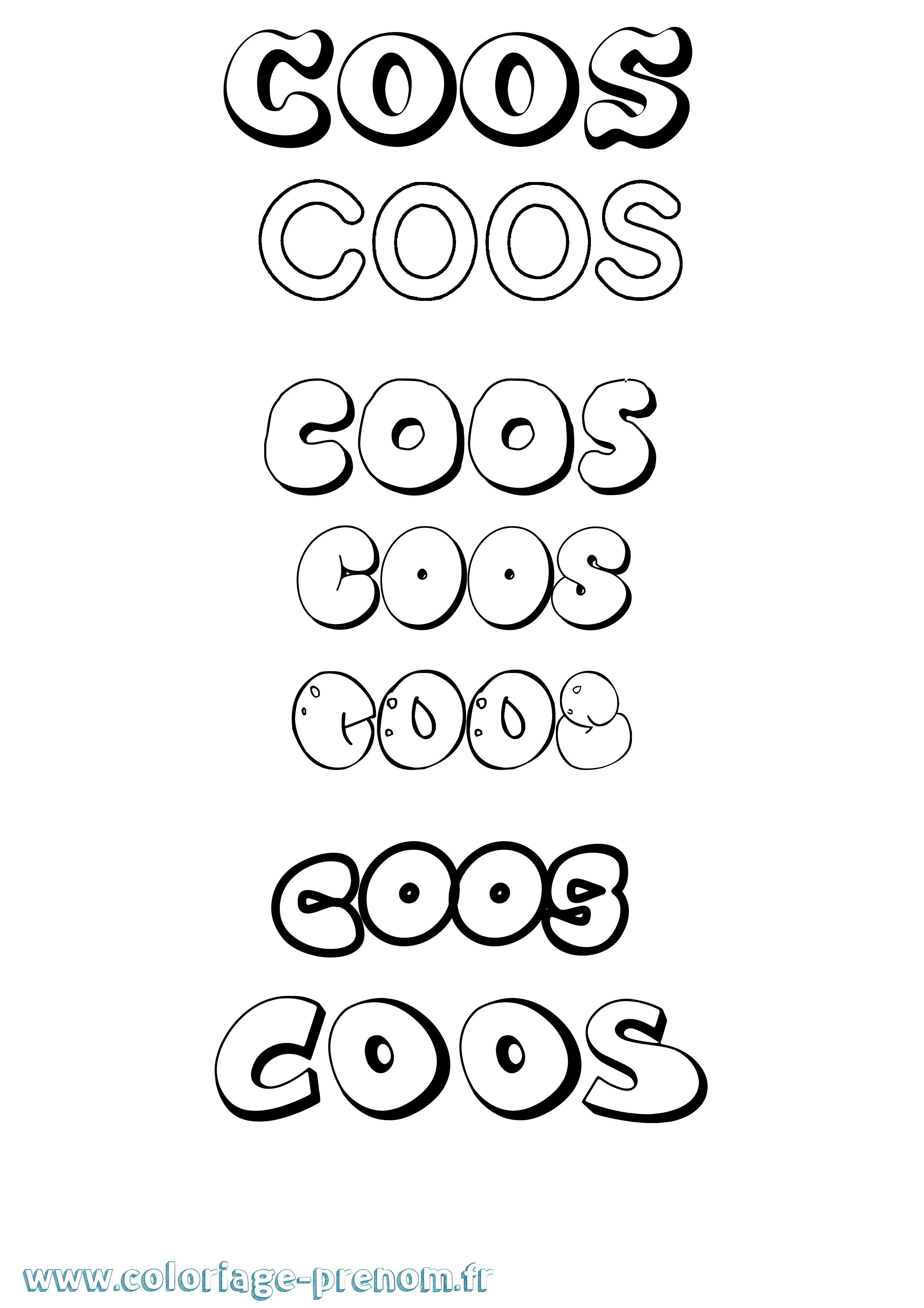 Coloriage Coos Bubble Coloriage prénom Coos Bubble