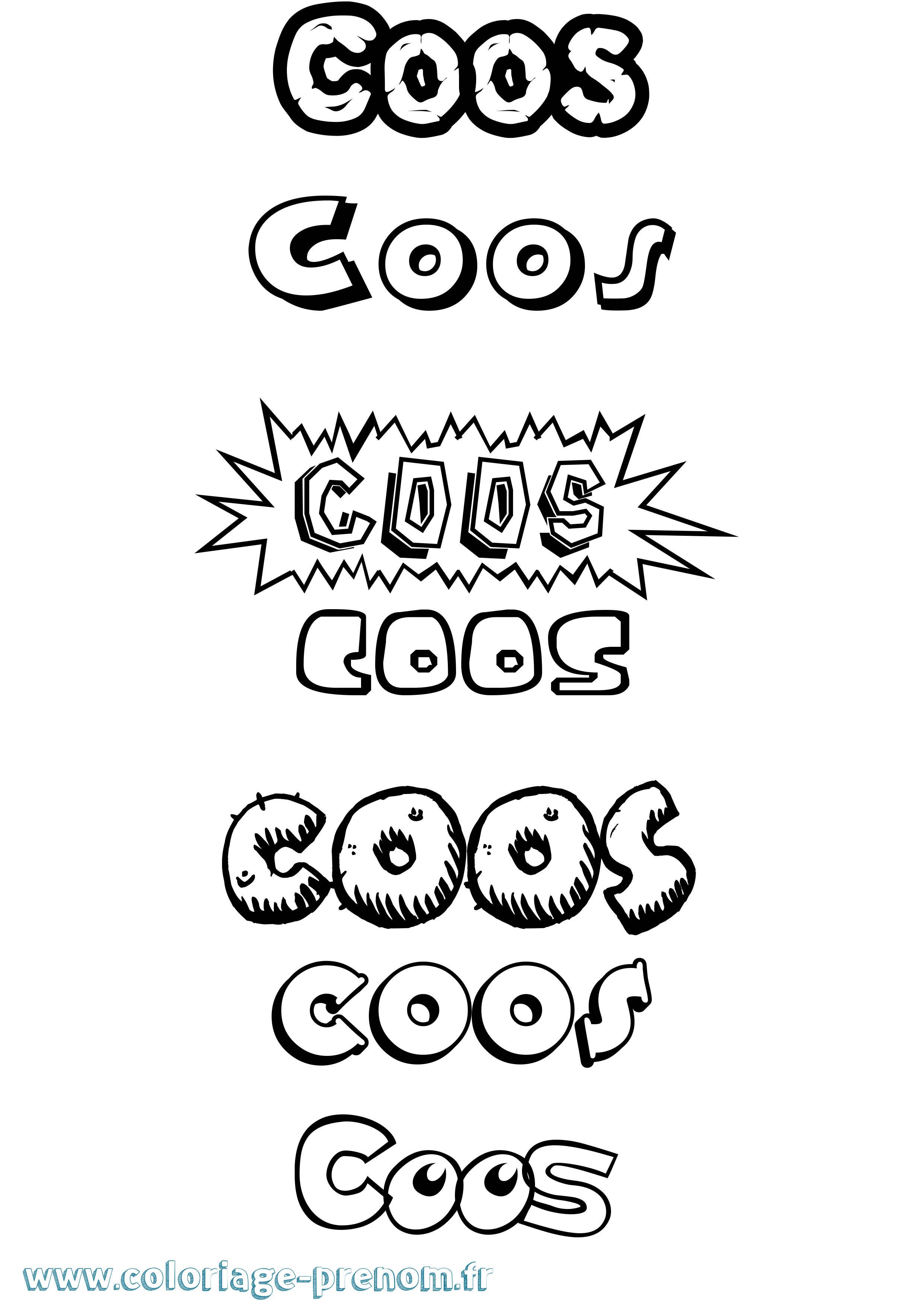 Coloriage Coos Dessin Animé Coloriage prénom Coos Dessin Animé