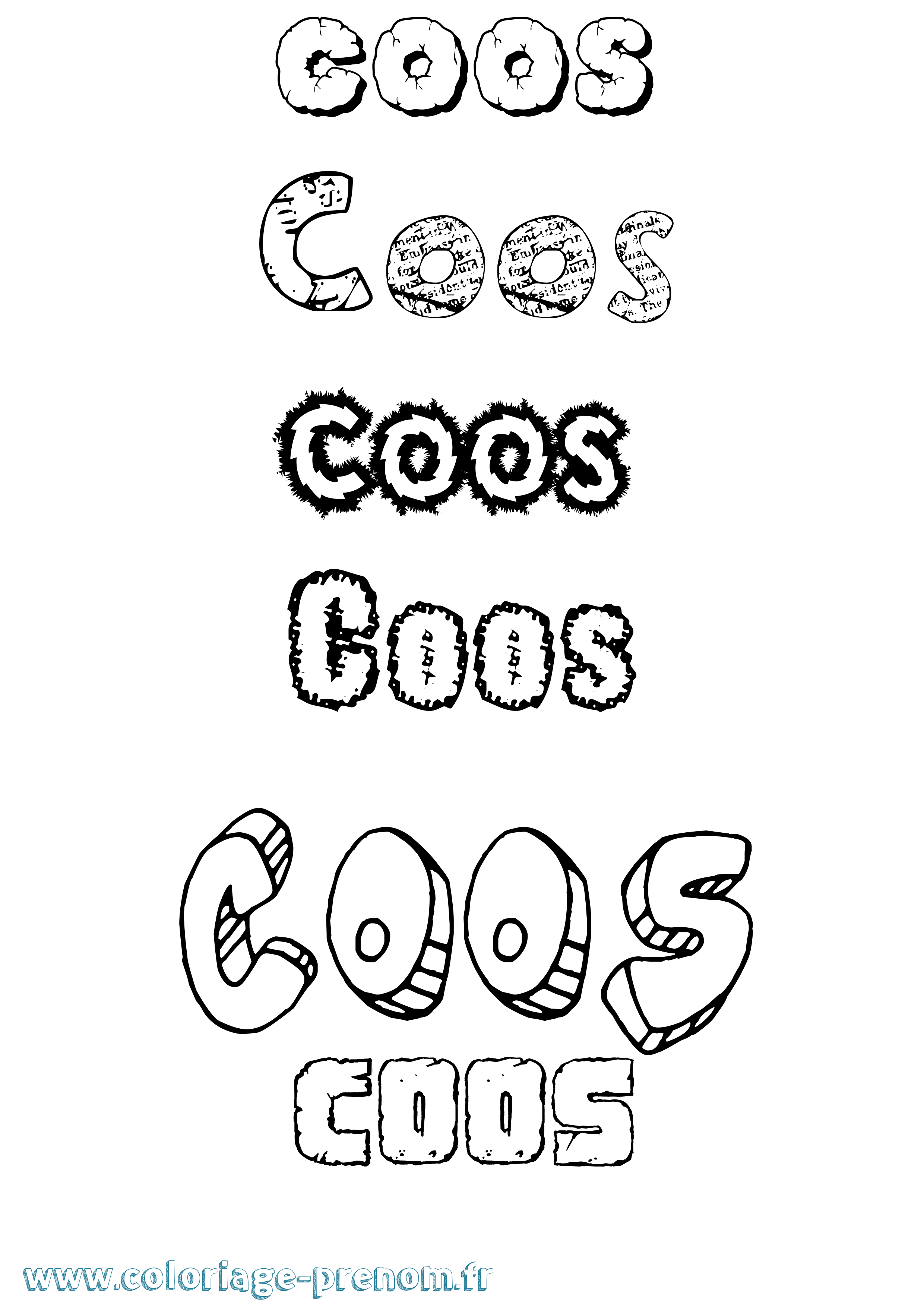 Coloriage Coos Destructuré Coloriage prénom Coos Destructuré