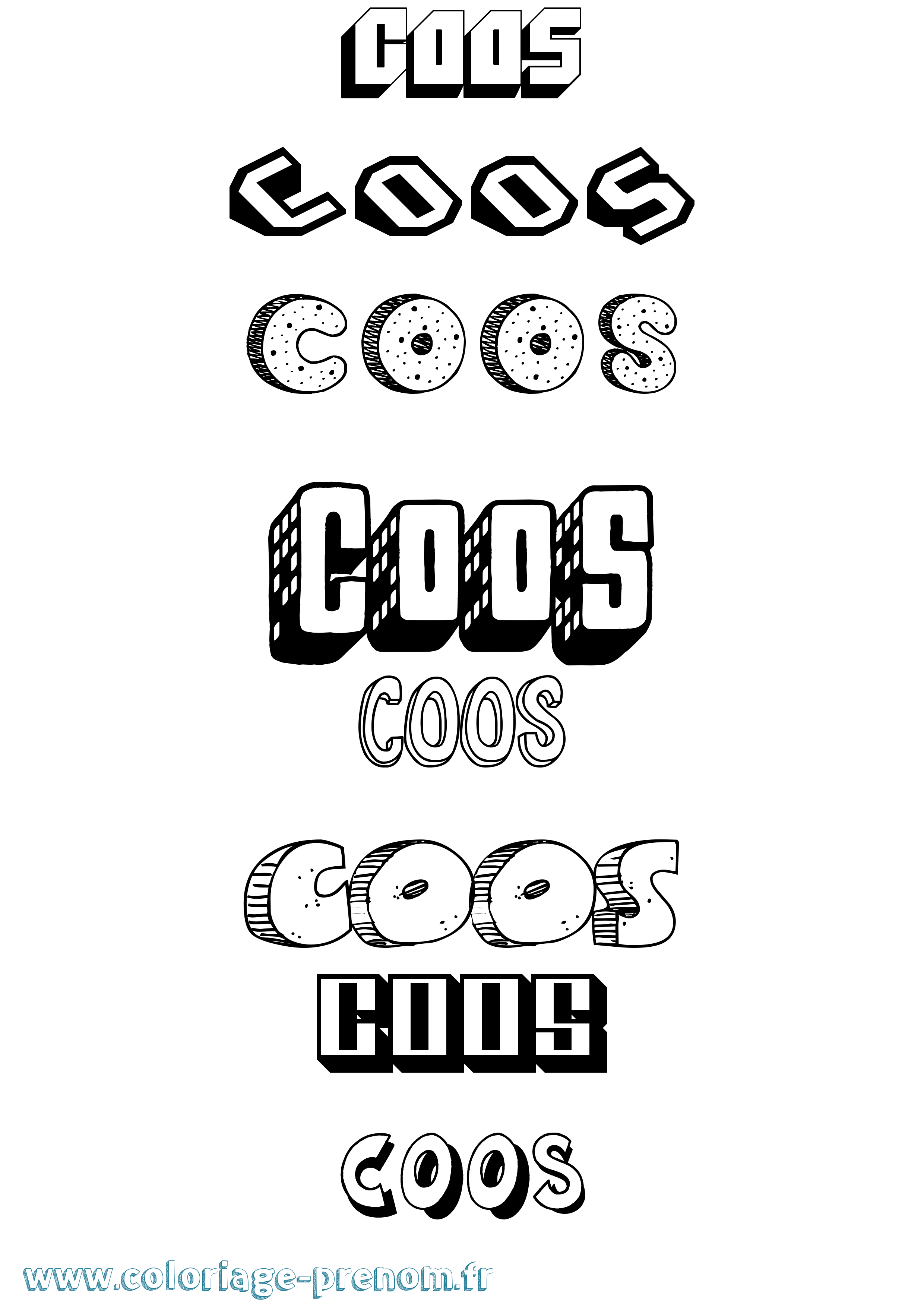 Coloriage Coos Effet 3D Coloriage prénom Coos Effet 3D