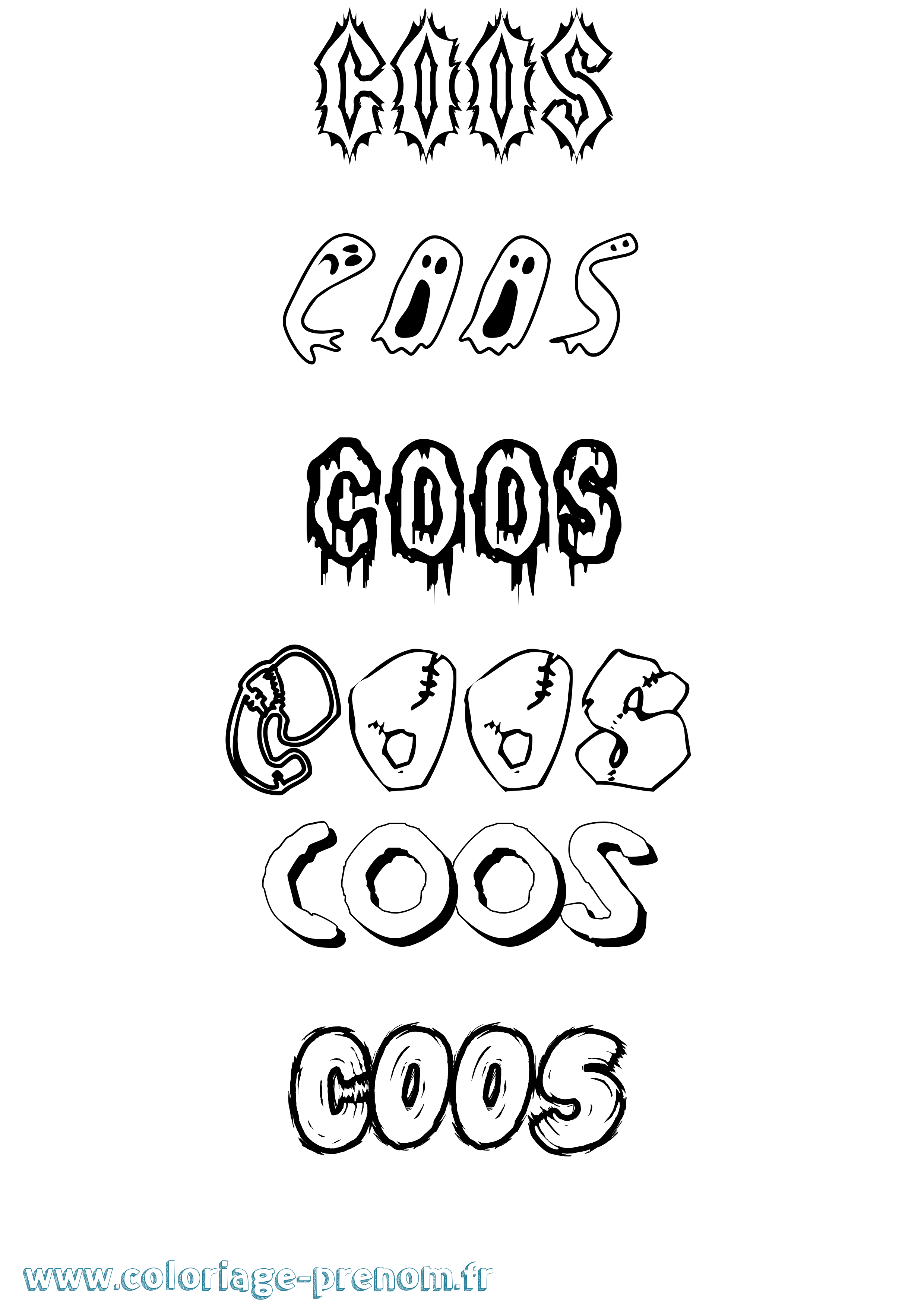 Coloriage Coos Frisson Coloriage prénom Coos Frisson