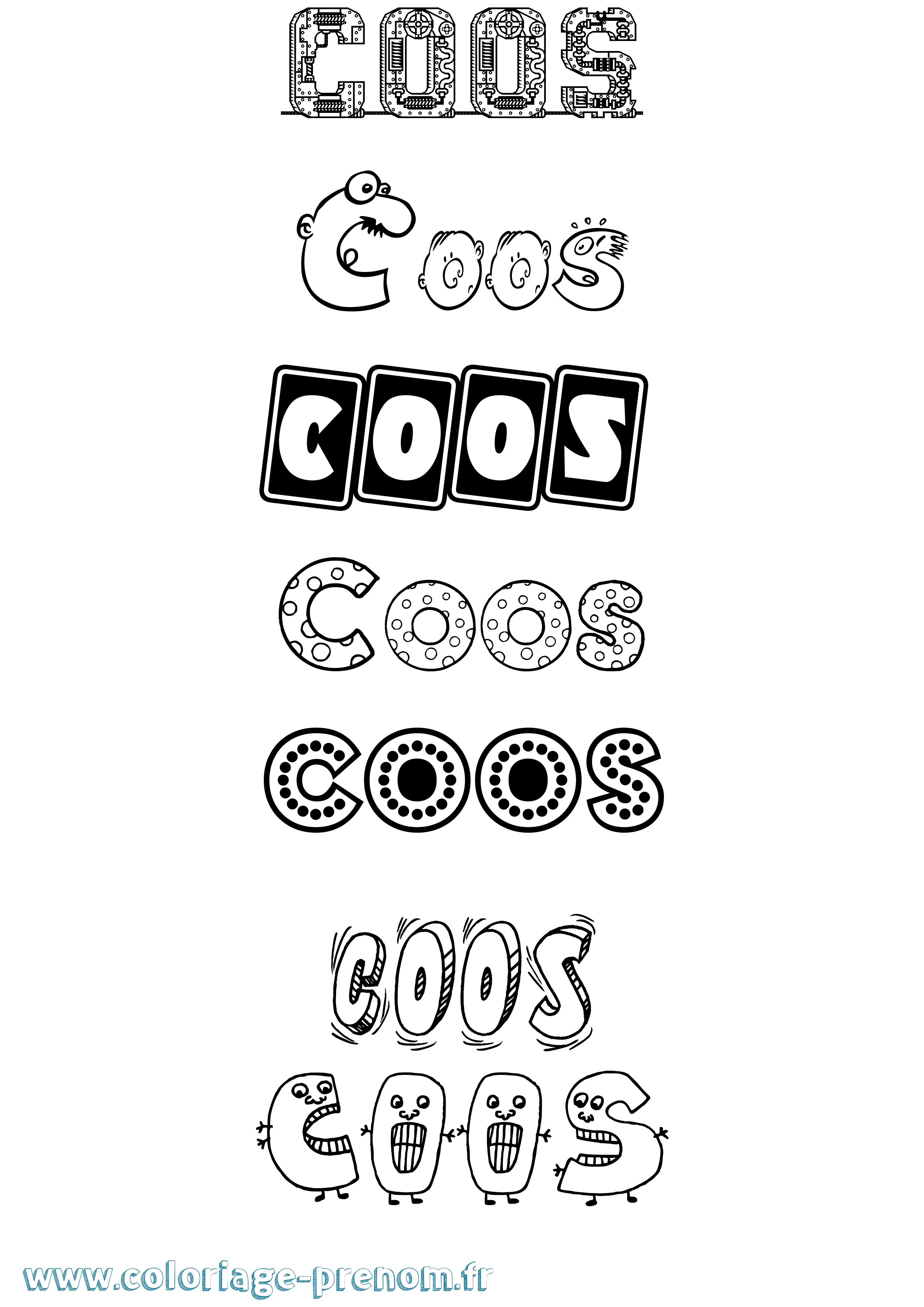 Coloriage Coos Fun Coloriage prénom Coos Fun