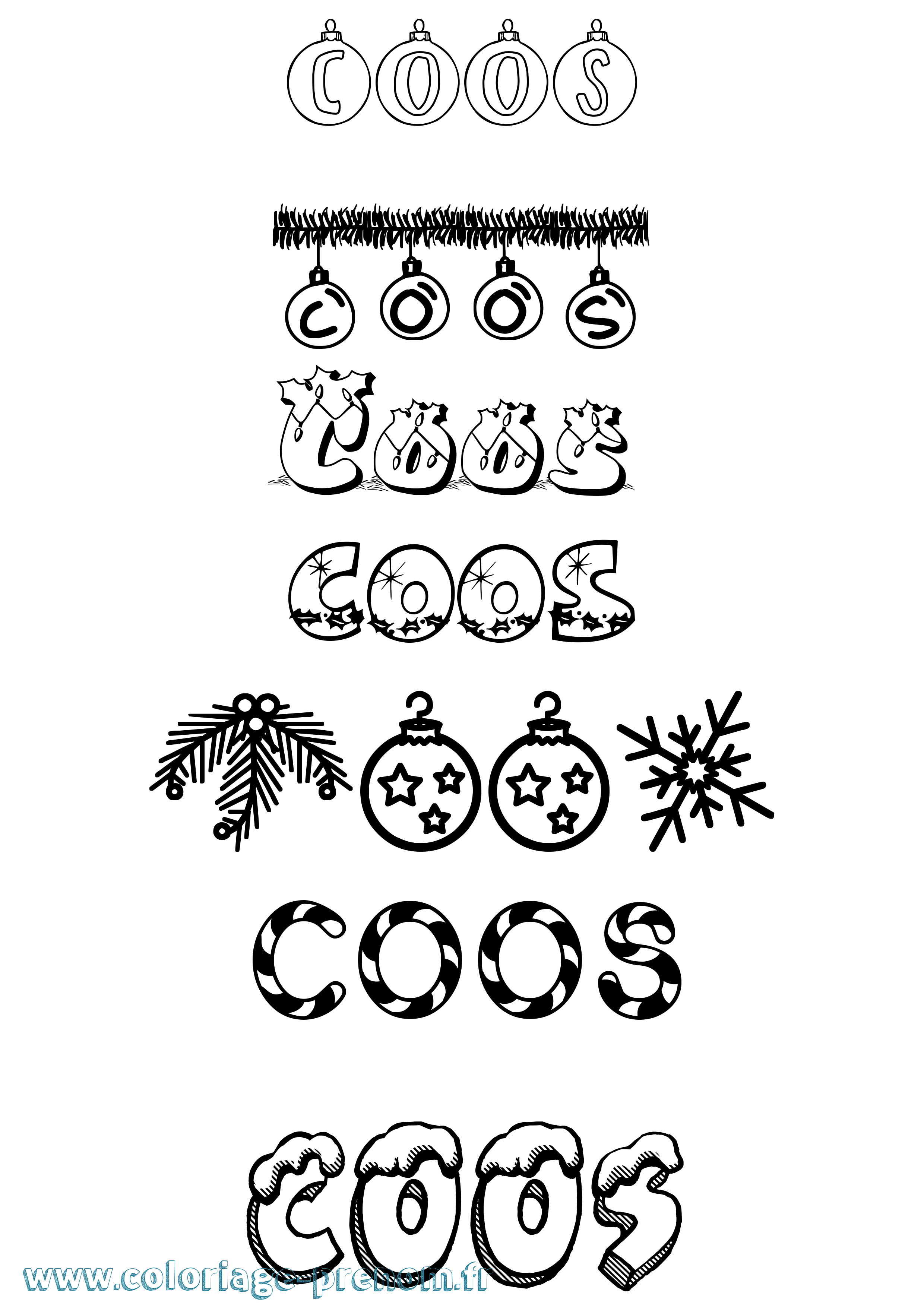 Coloriage Coos Noël Coloriage prénom Coos Noël