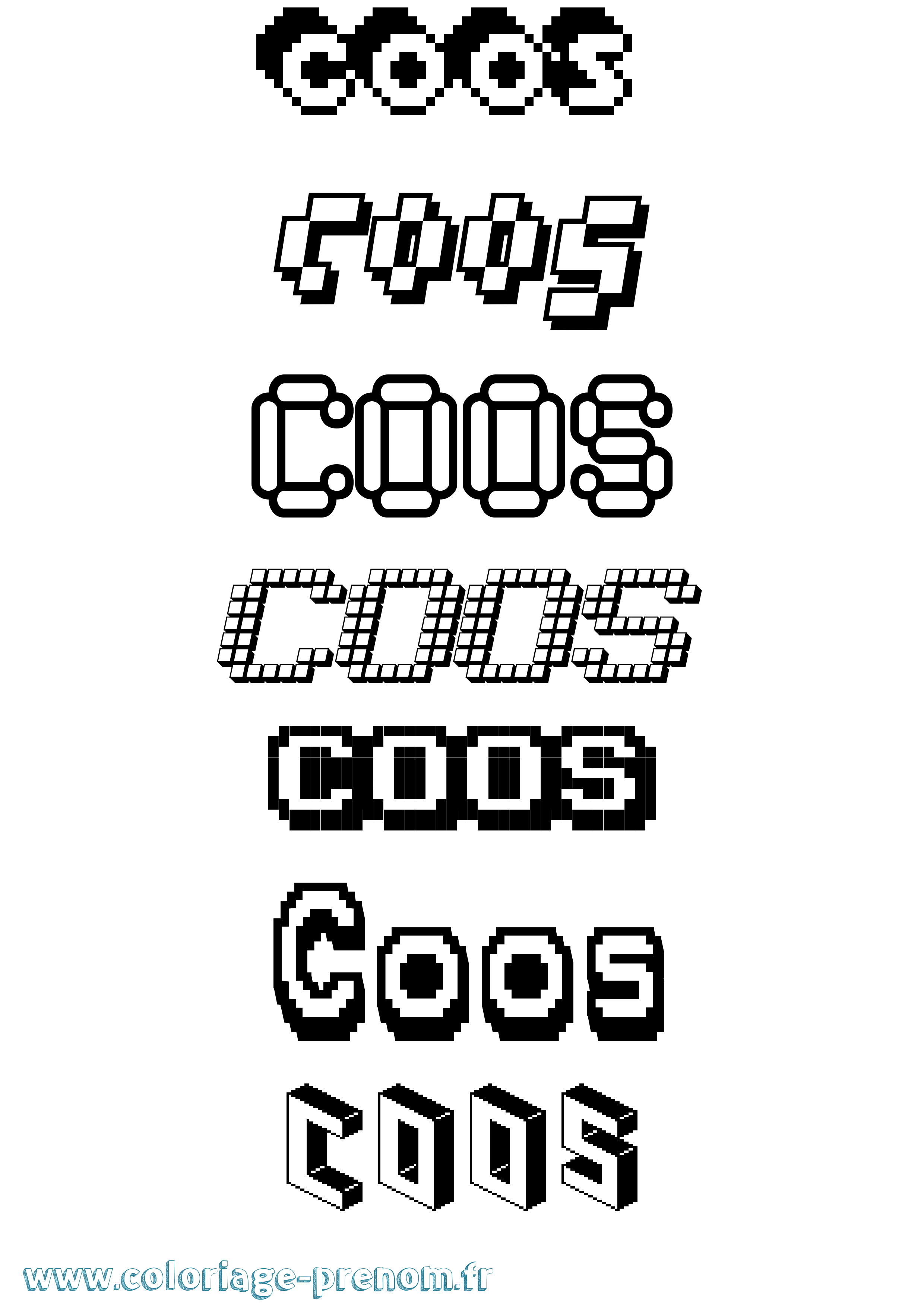 Coloriage Coos Pixel Coloriage prénom Coos Pixel