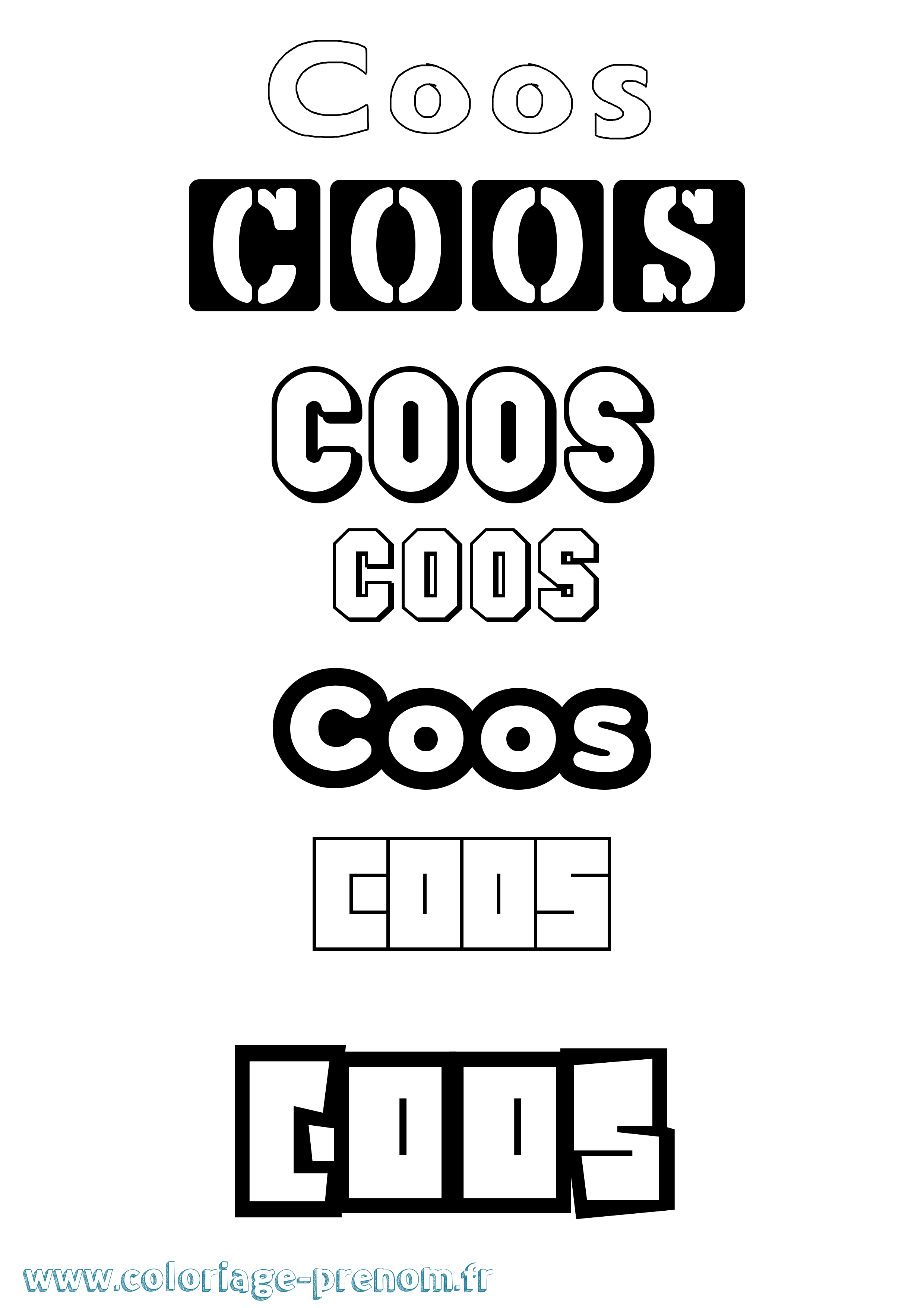 Coloriage Coos Simple Coloriage prénom Coos Simple
