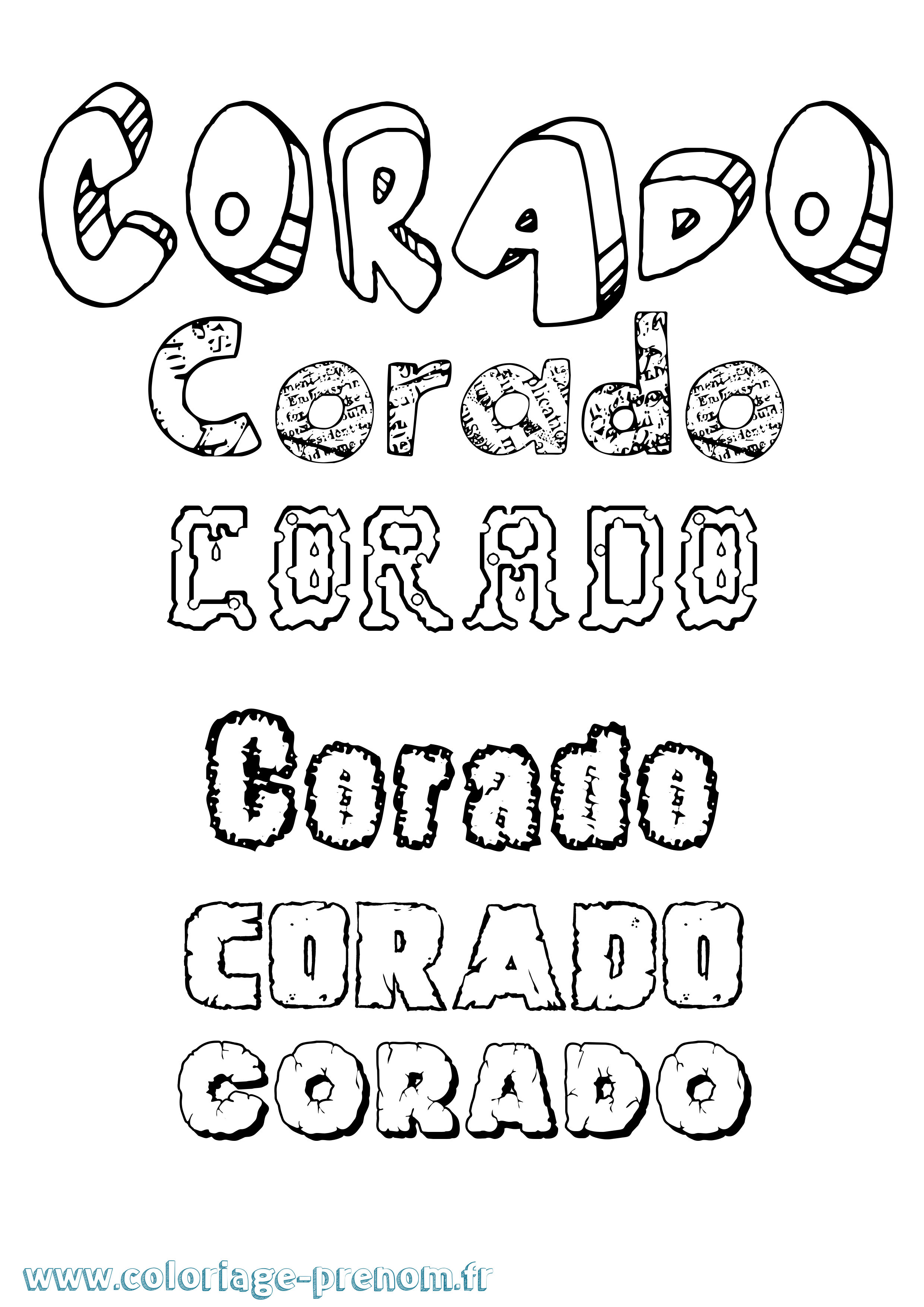 Coloriage Corado Destructuré Coloriage prénom Corado Destructuré