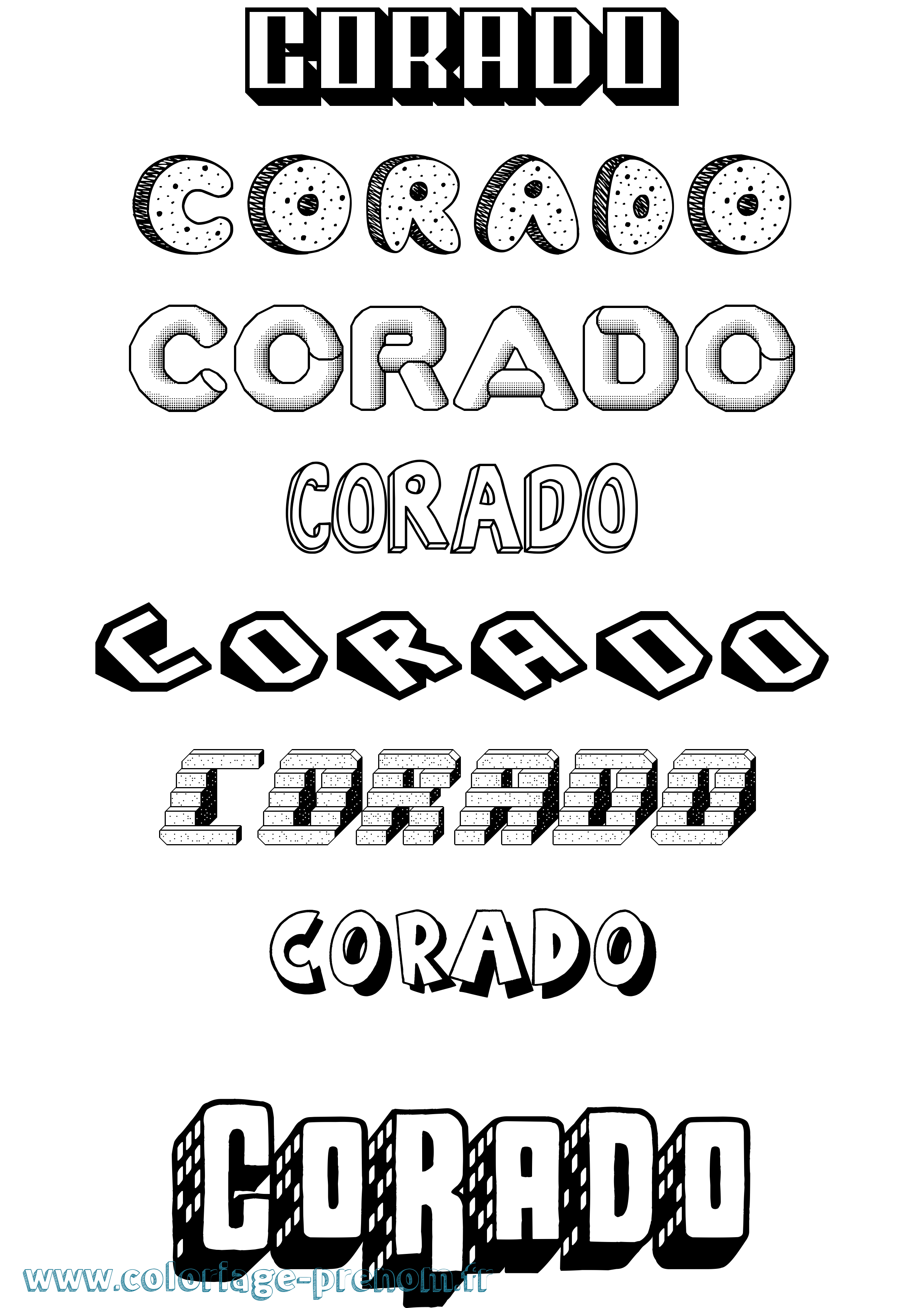 Coloriage Corado Effet 3D Coloriage prénom Corado Effet 3D