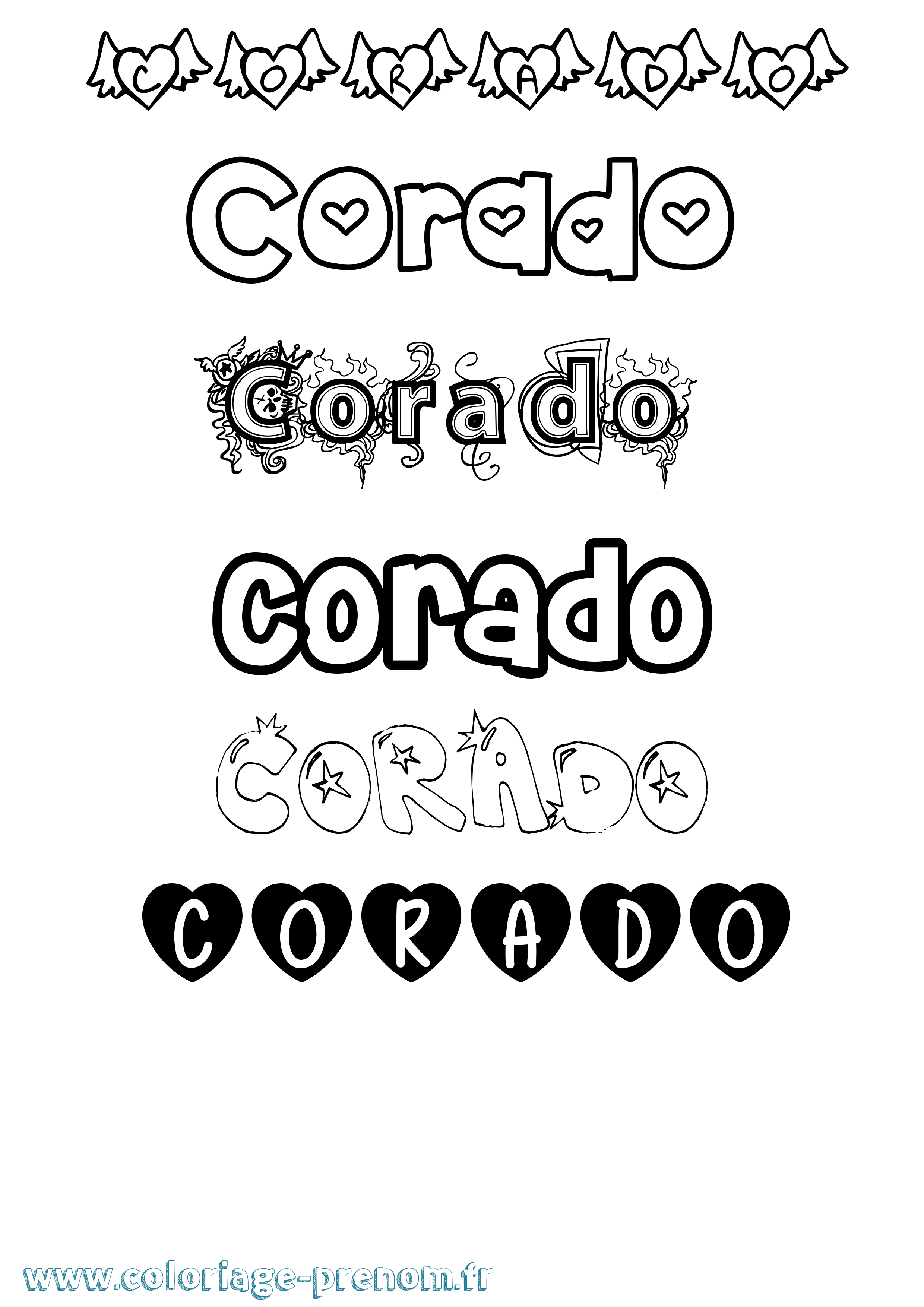 Coloriage Corado Girly Coloriage prénom Corado Girly