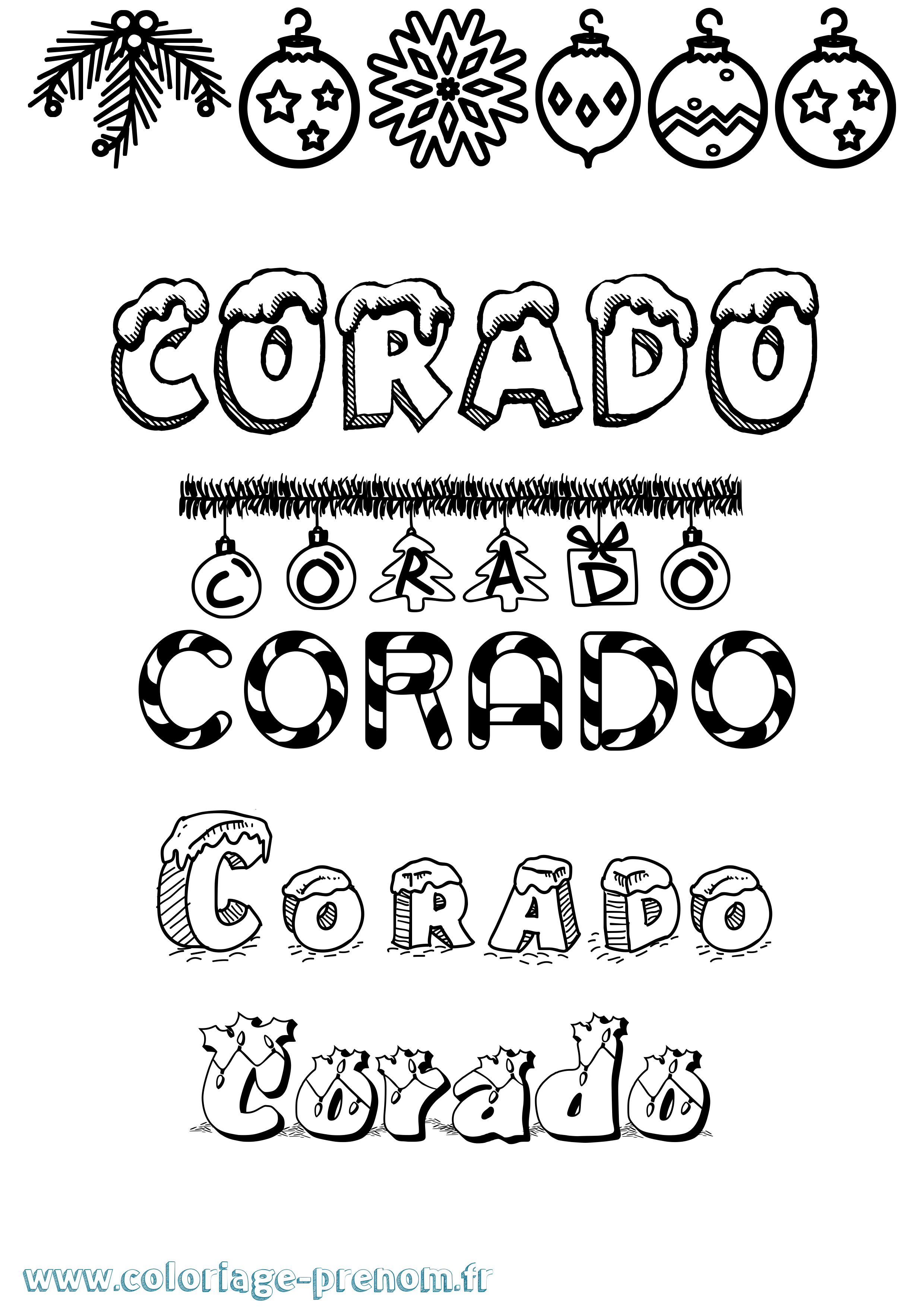 Coloriage Corado Noël Coloriage prénom Corado Noël