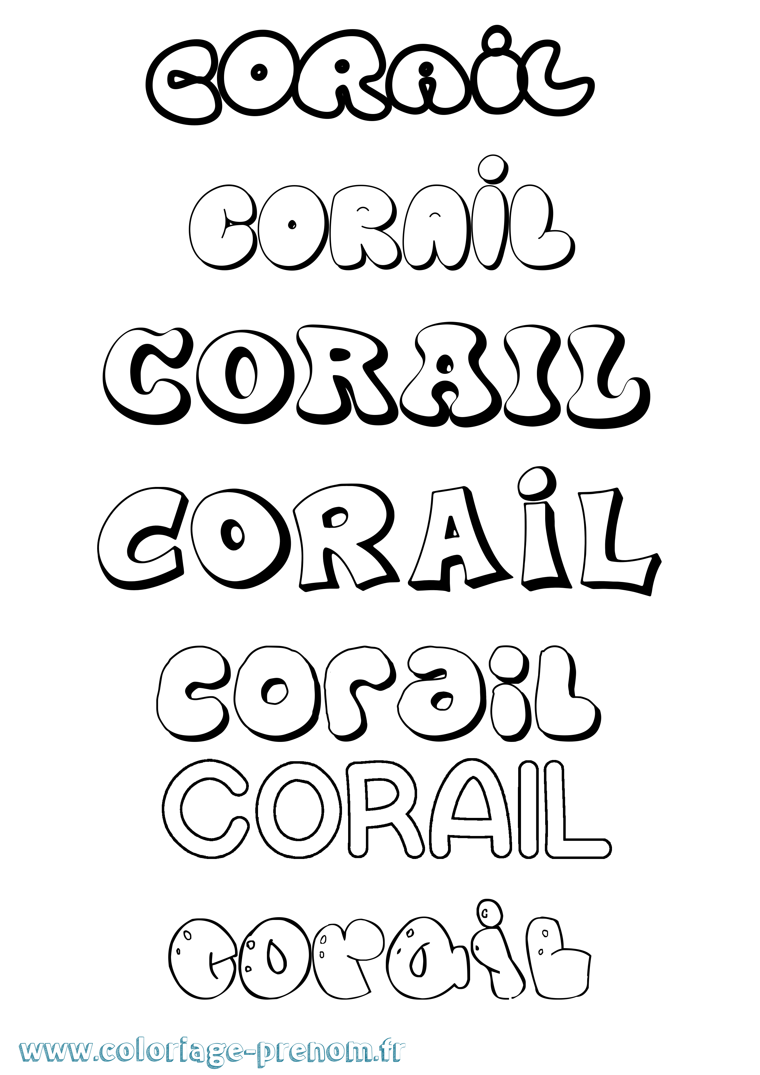 Coloriage Corail Bubble Coloriage prénom Corail Bubble