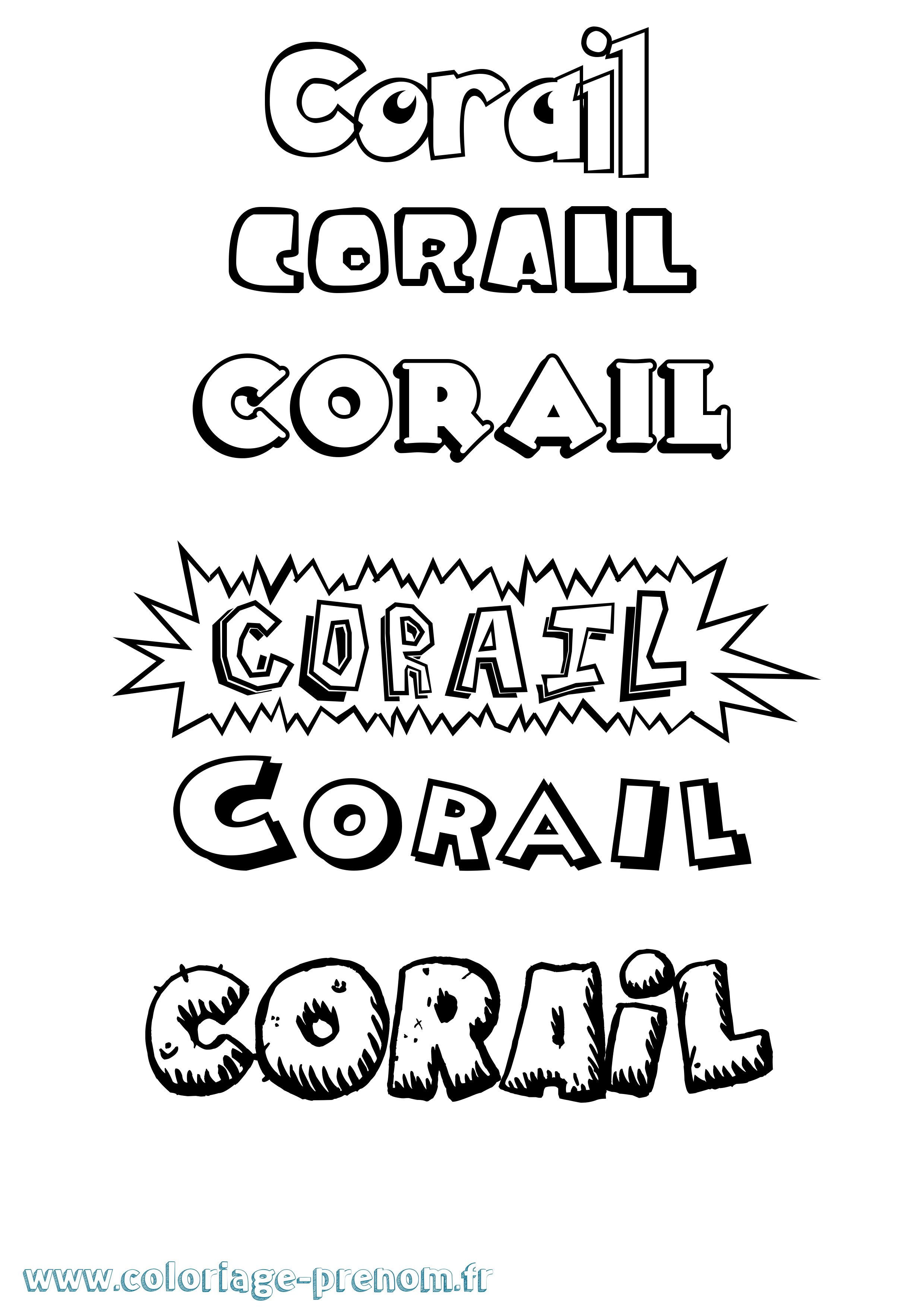 Coloriage Corail Dessin Animé Coloriage prénom Corail Dessin Animé