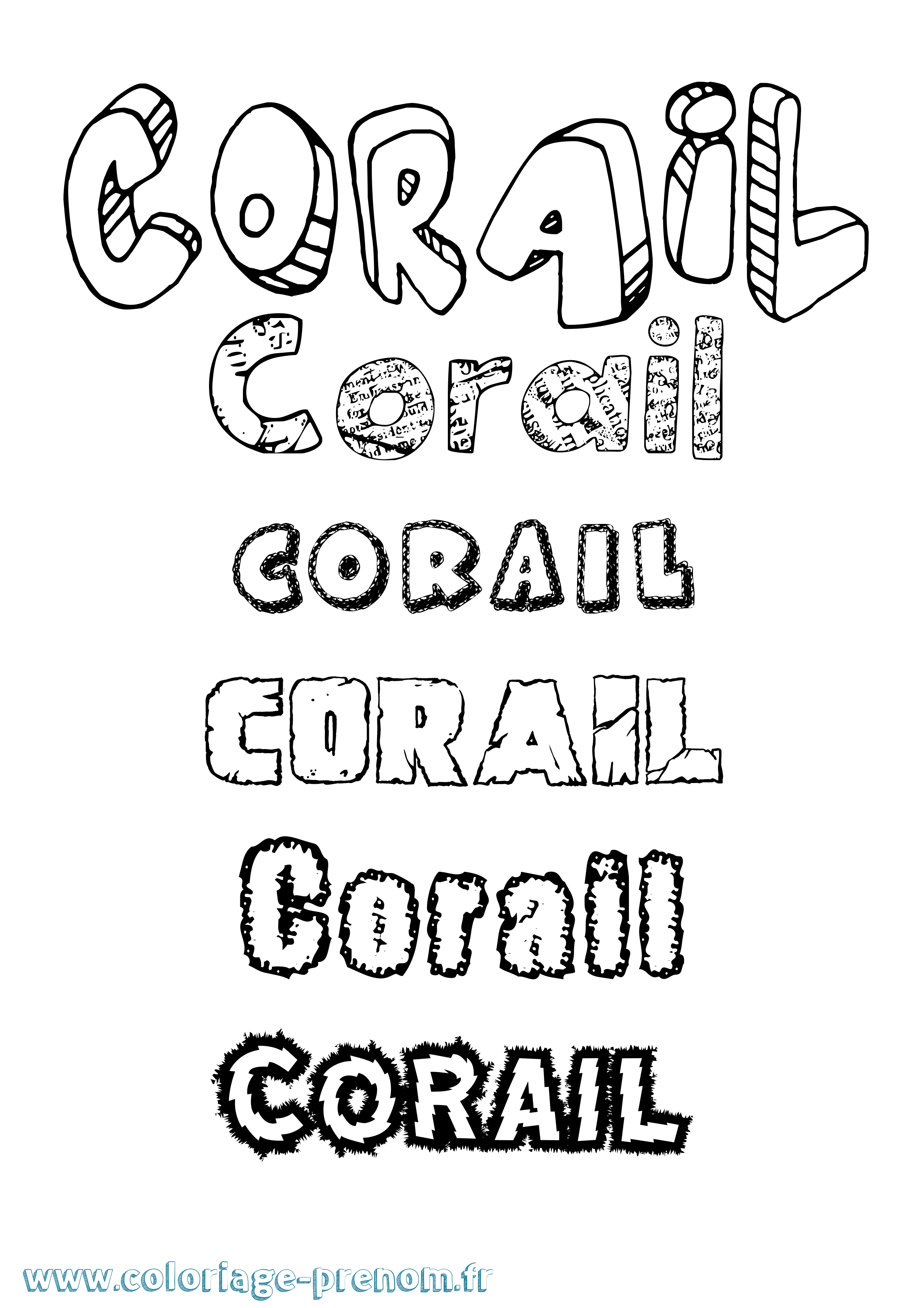 Coloriage Corail Destructuré Coloriage prénom Corail Destructuré