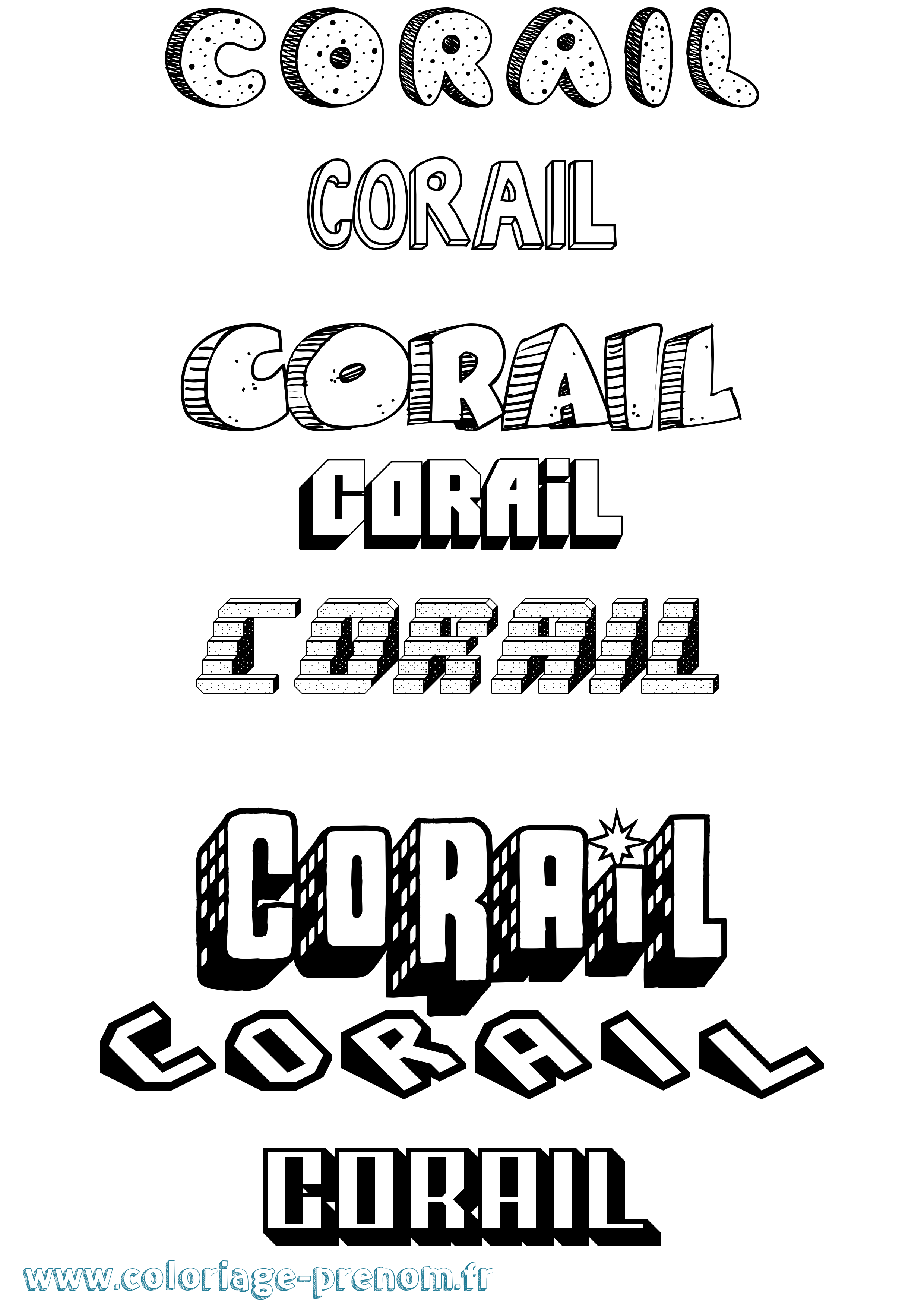 Coloriage Corail Effet 3D Coloriage prénom Corail Effet 3D