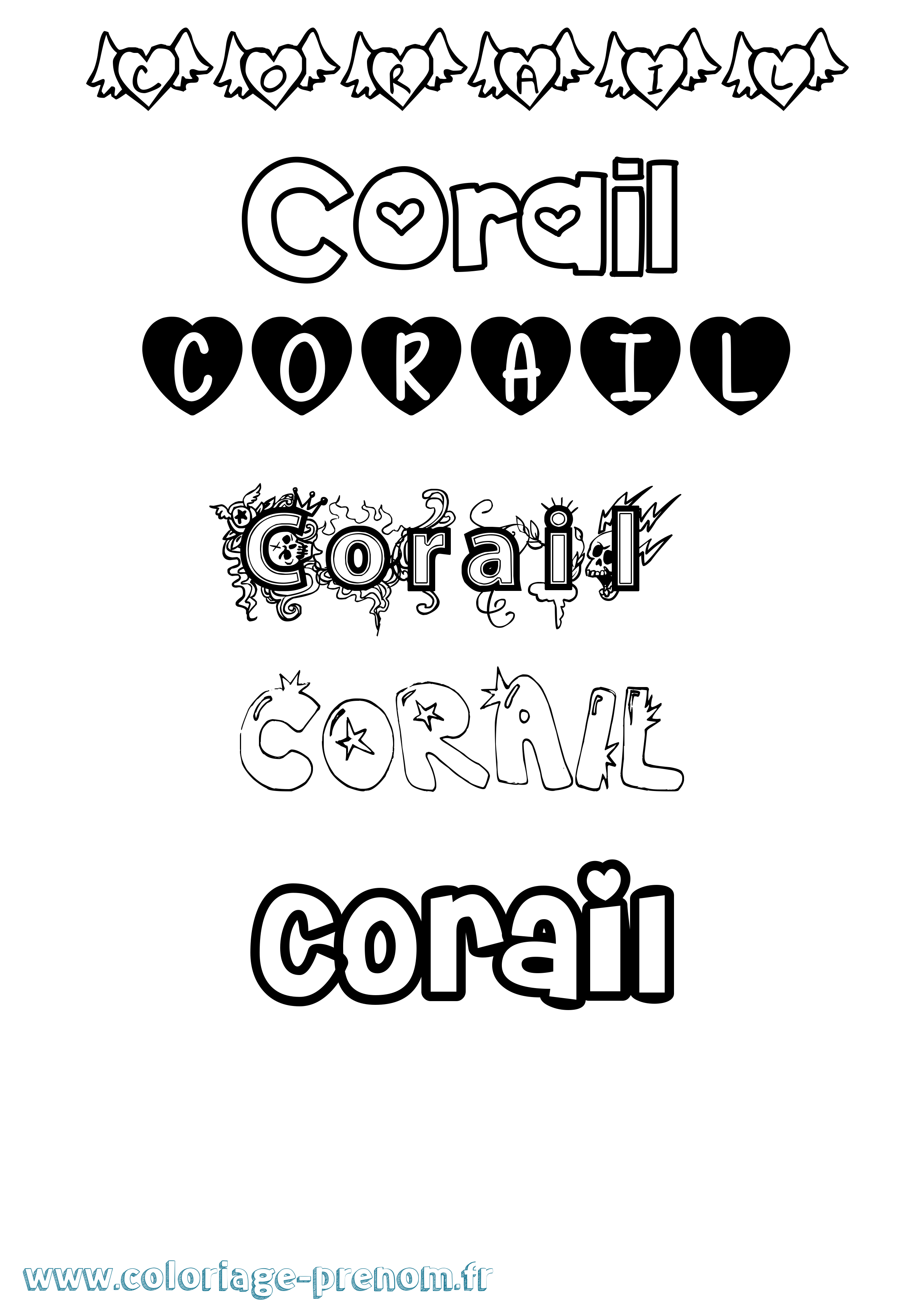 Coloriage Corail Girly Coloriage prénom Corail Girly