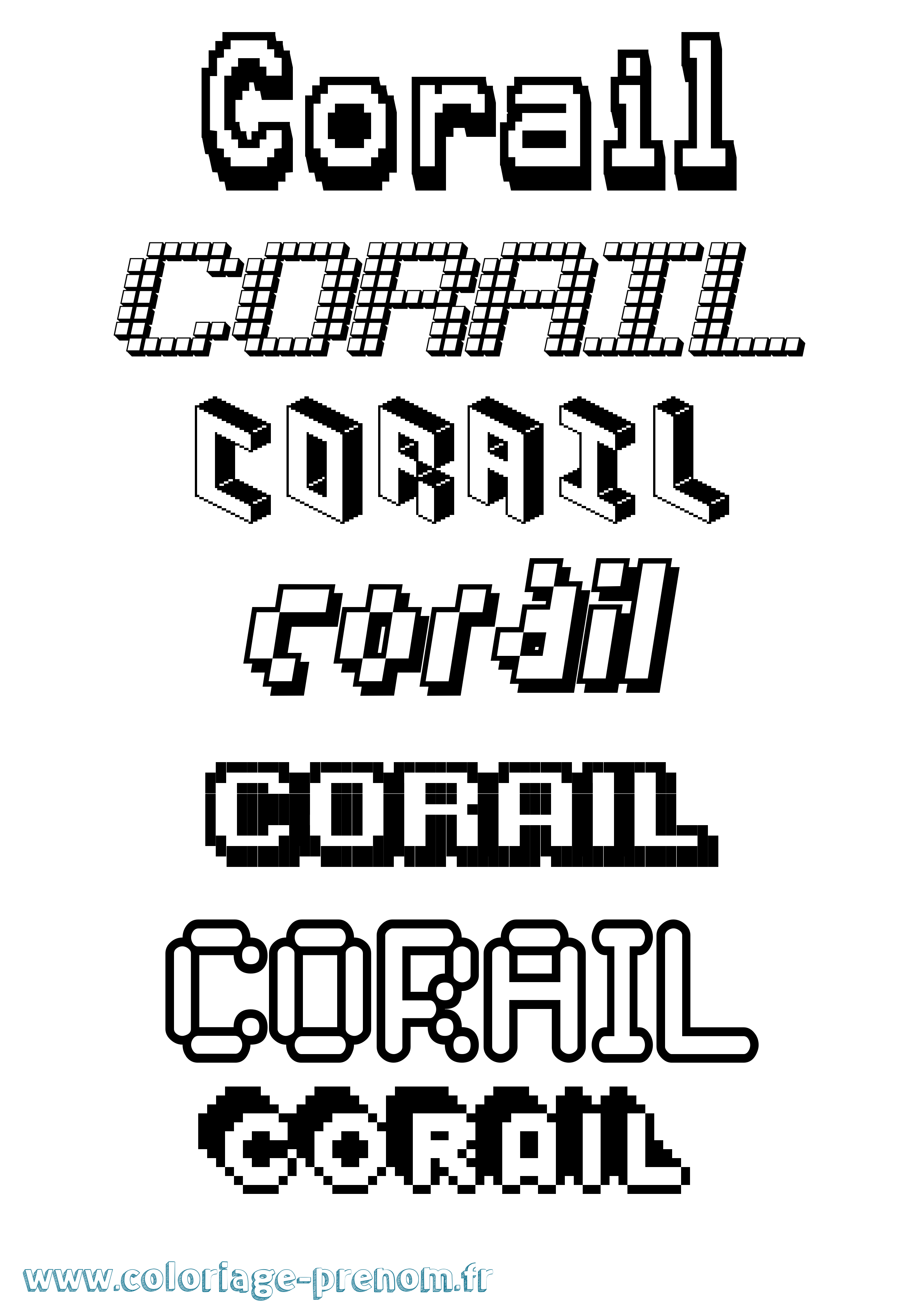 Coloriage Corail Pixel Coloriage prénom Corail Pixel