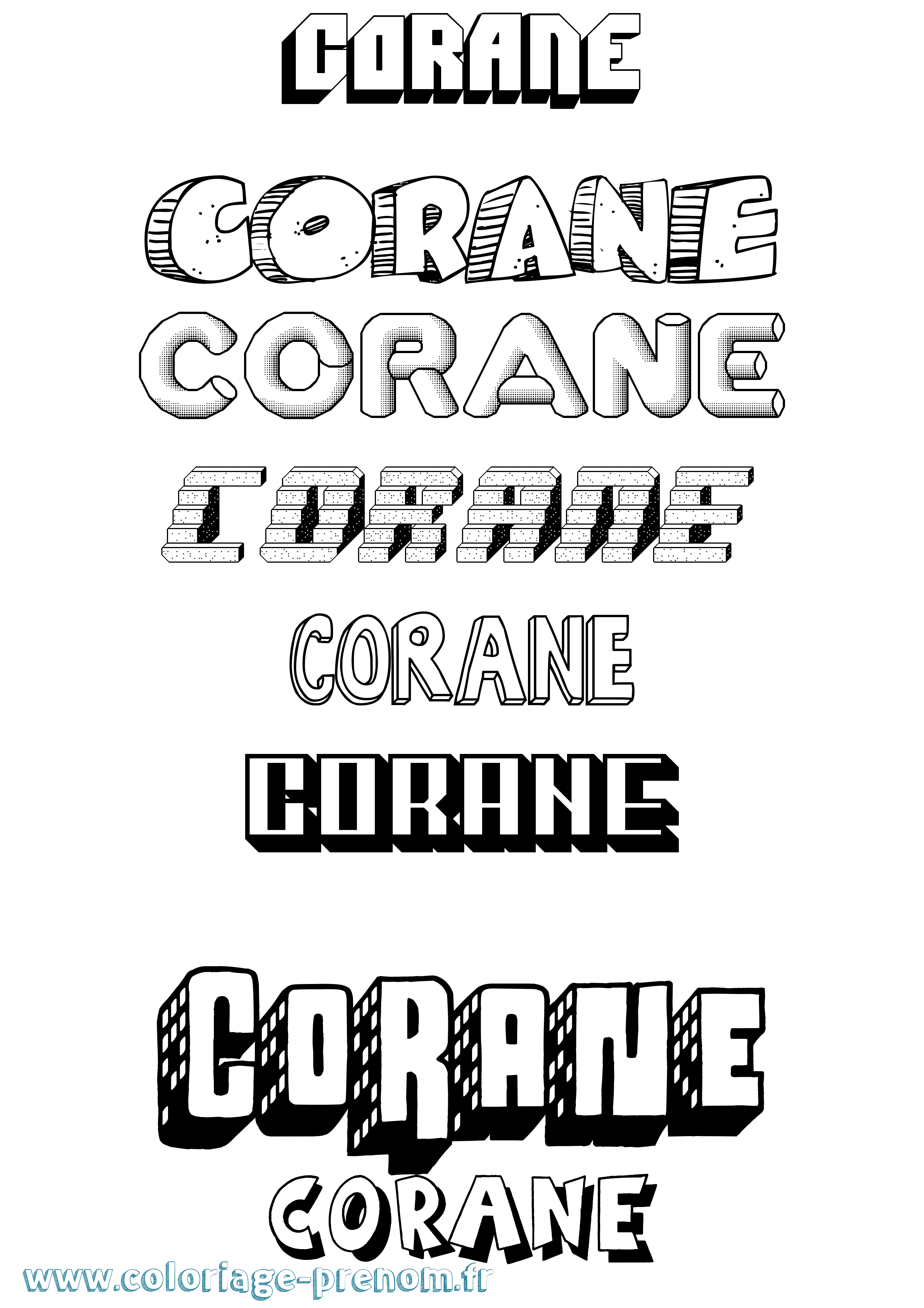 Coloriage Corane Effet 3D Coloriage prénom Corane Effet 3D