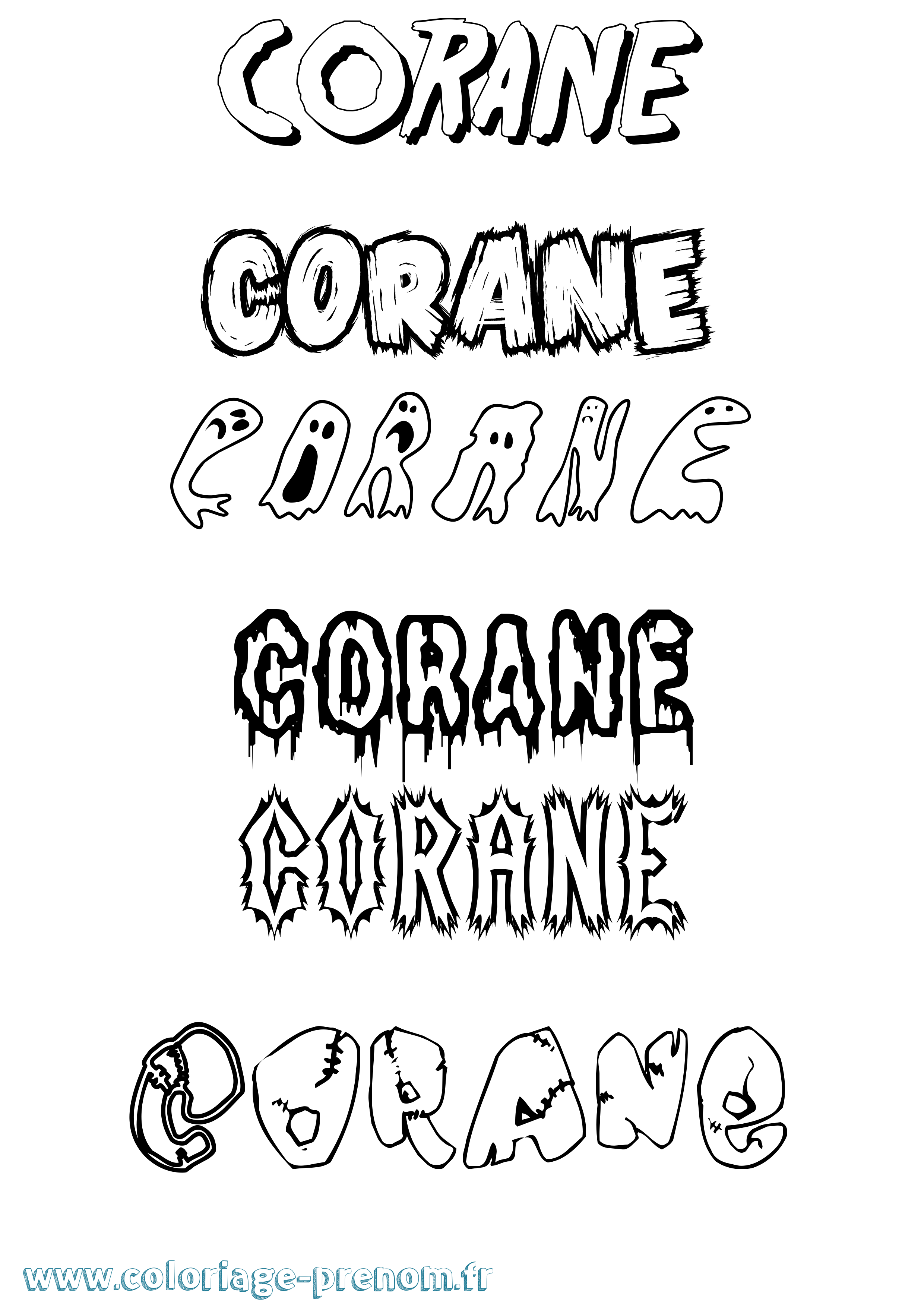 Coloriage Corane Frisson Coloriage prénom Corane Frisson