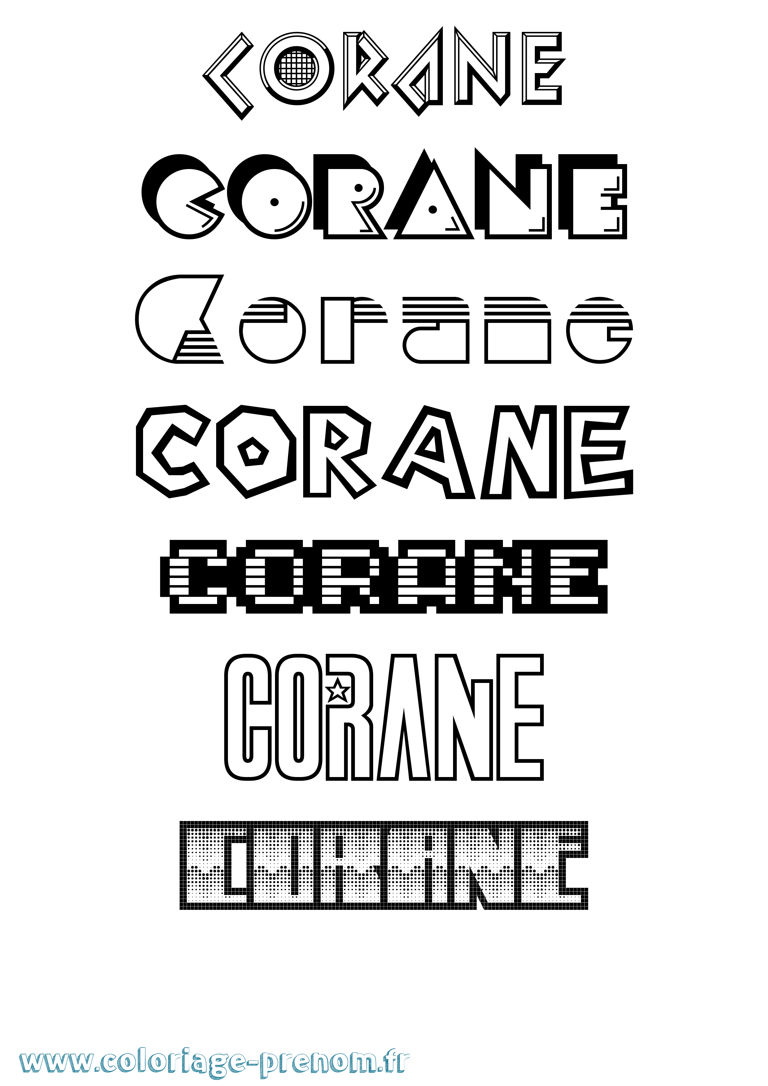 Coloriage Corane Jeux Vidéos Coloriage prénom Corane Jeux Vidéos