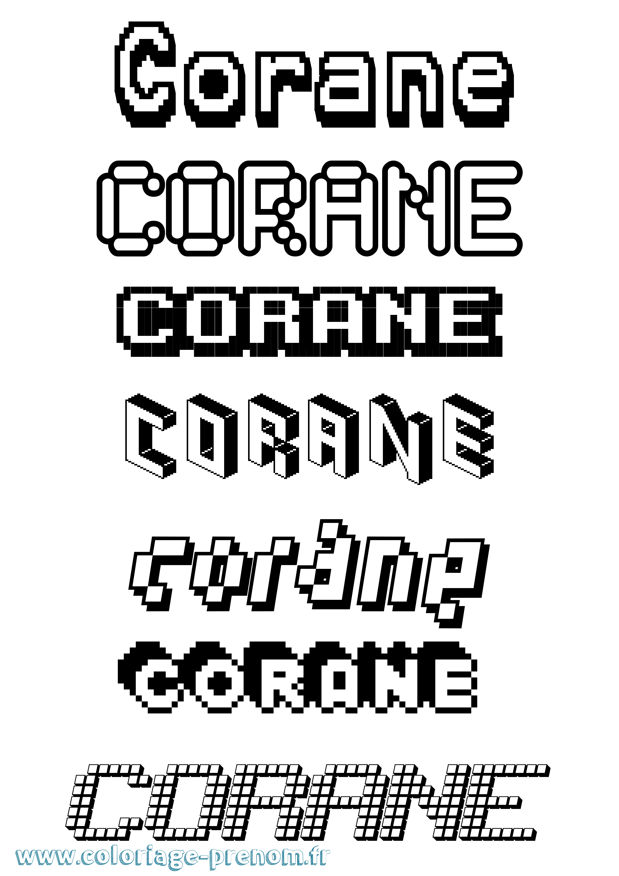 Coloriage Corane Pixel Coloriage prénom Corane Pixel