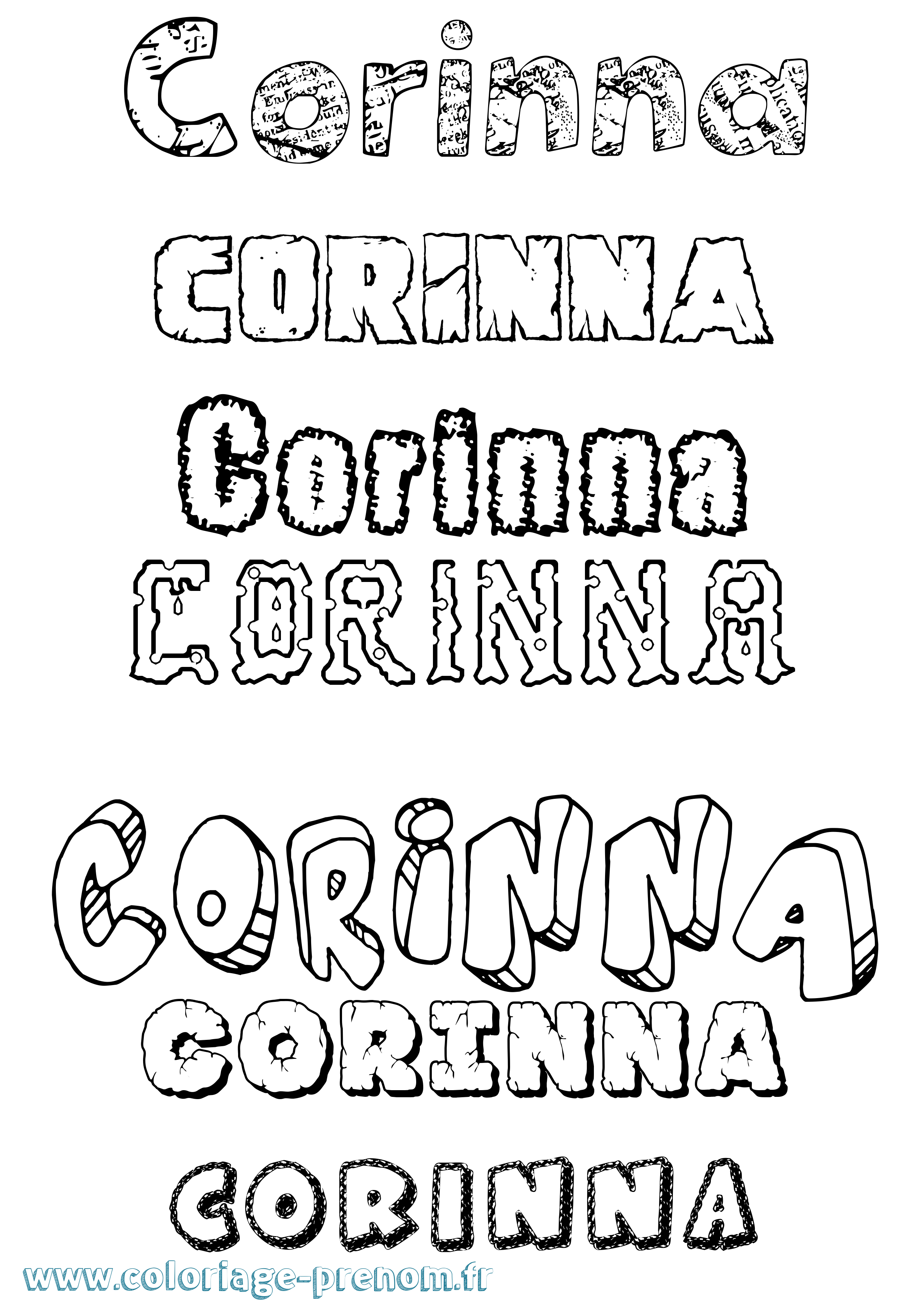 Coloriage Corinna Destructuré Coloriage prénom Corinna Destructuré