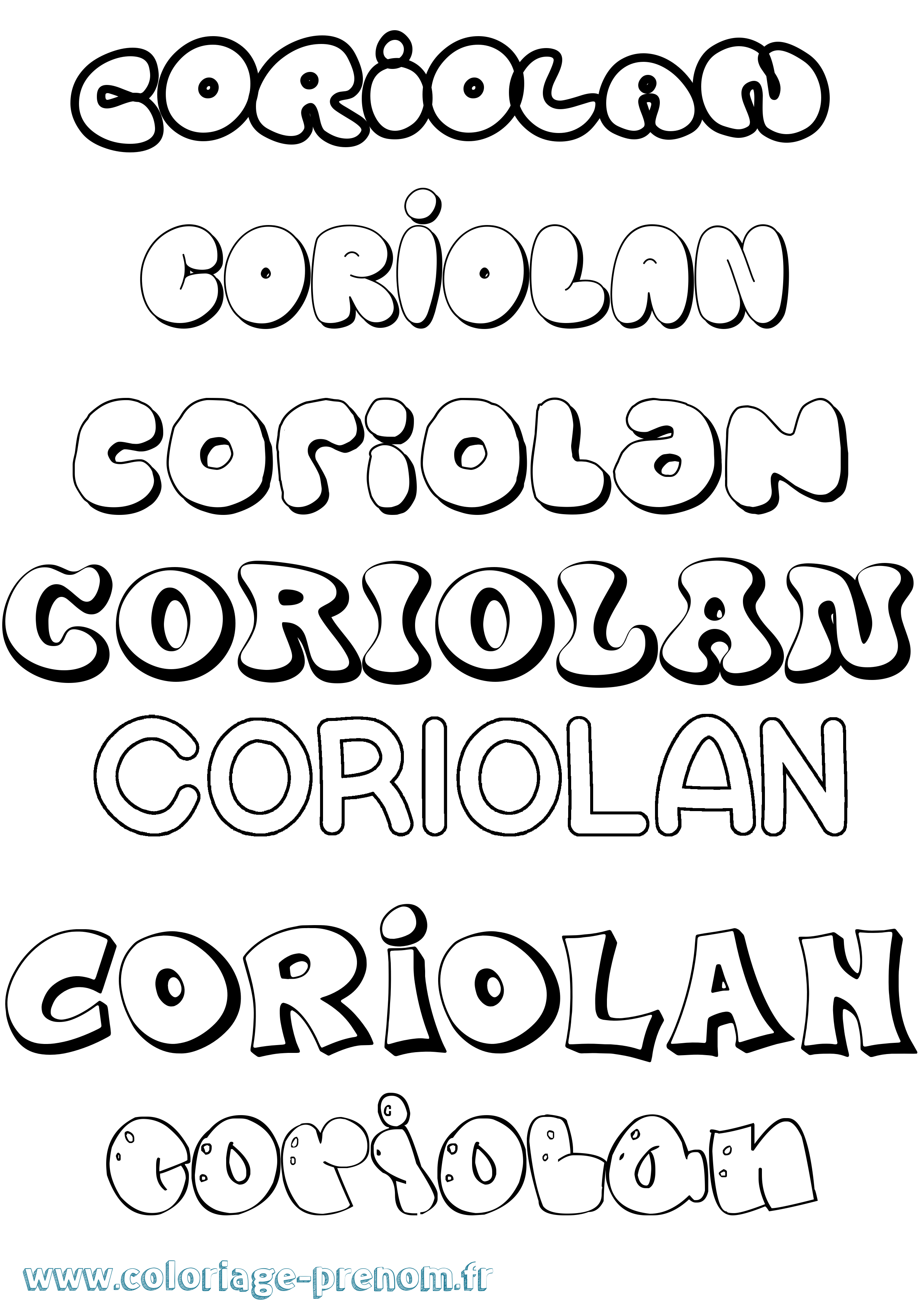 Coloriage Coriolan Bubble Coloriage prénom Coriolan Bubble