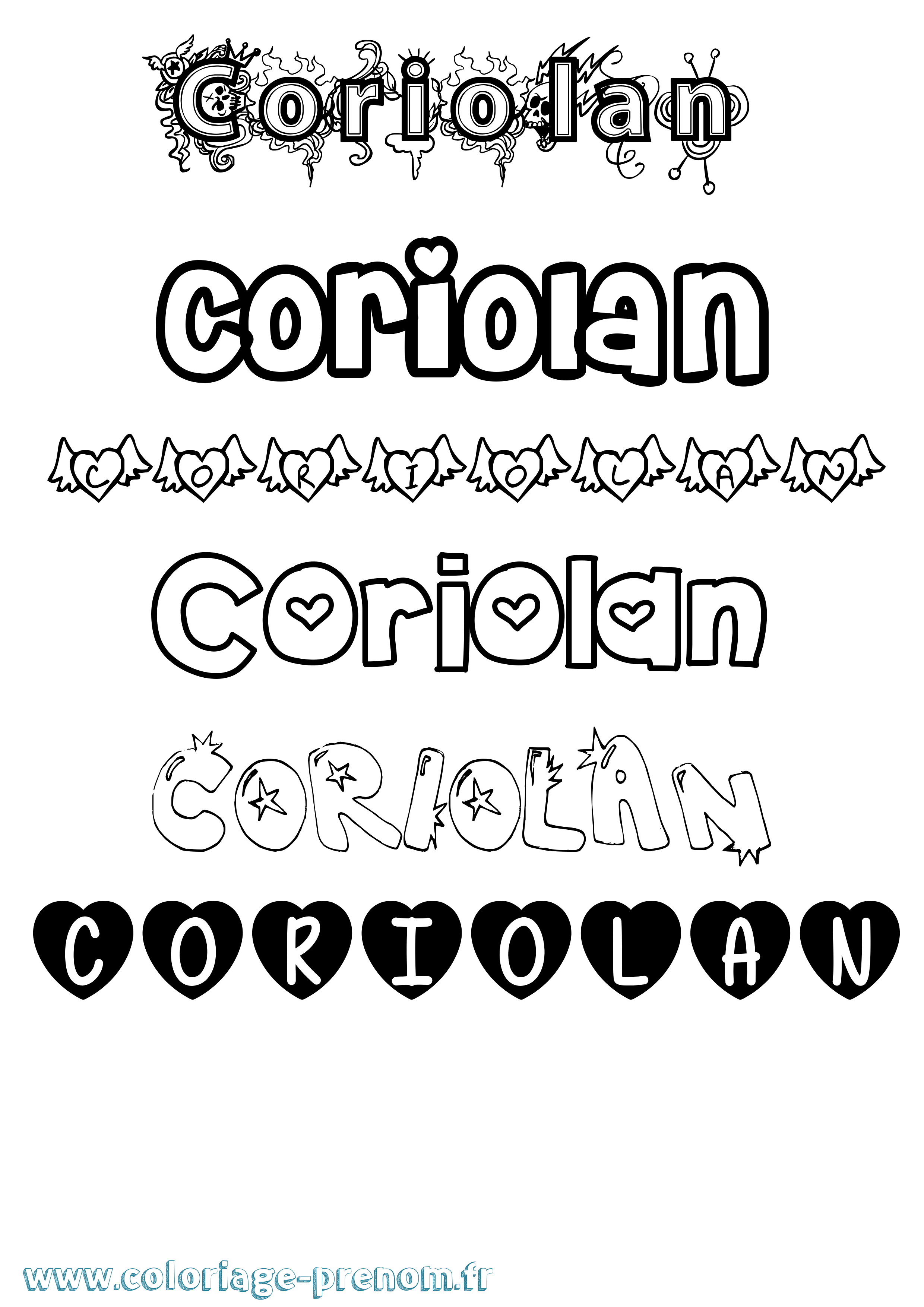 Coloriage Coriolan Girly Coloriage prénom Coriolan Girly