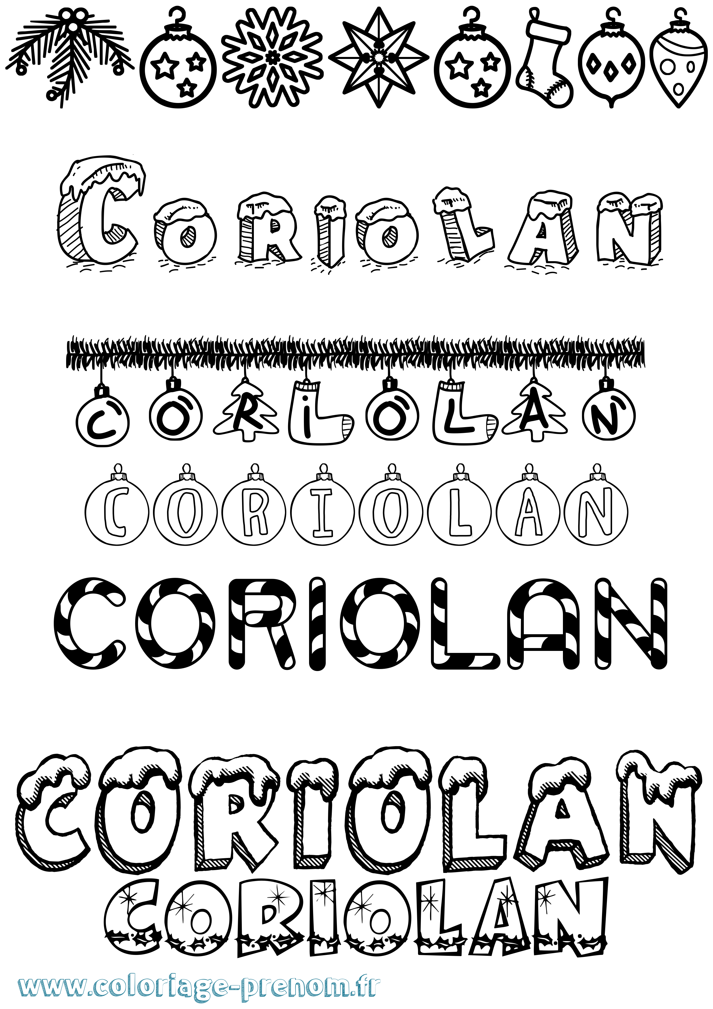 Coloriage Coriolan Noël Coloriage prénom Coriolan Noël