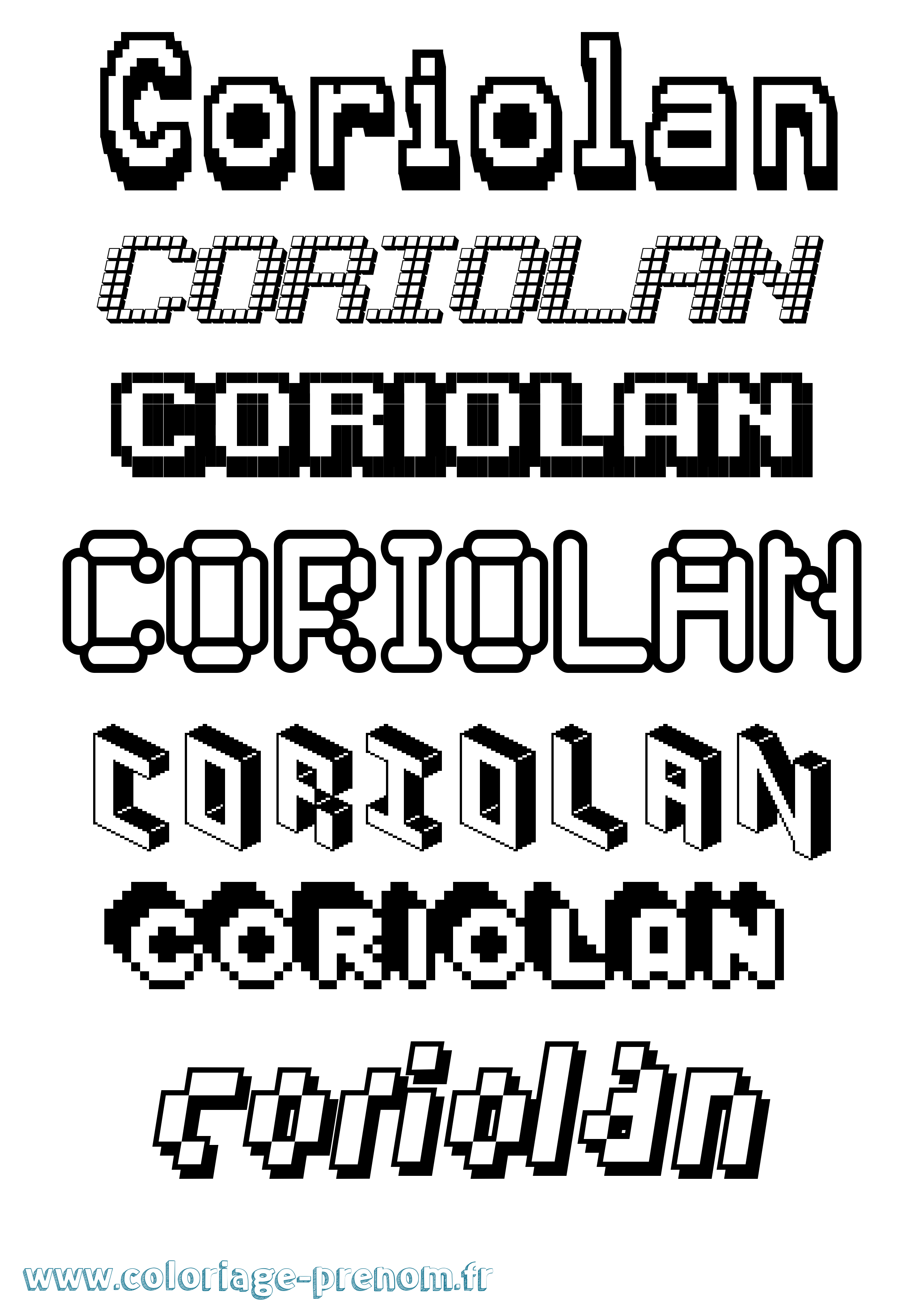 Coloriage Coriolan Pixel Coloriage prénom Coriolan Pixel