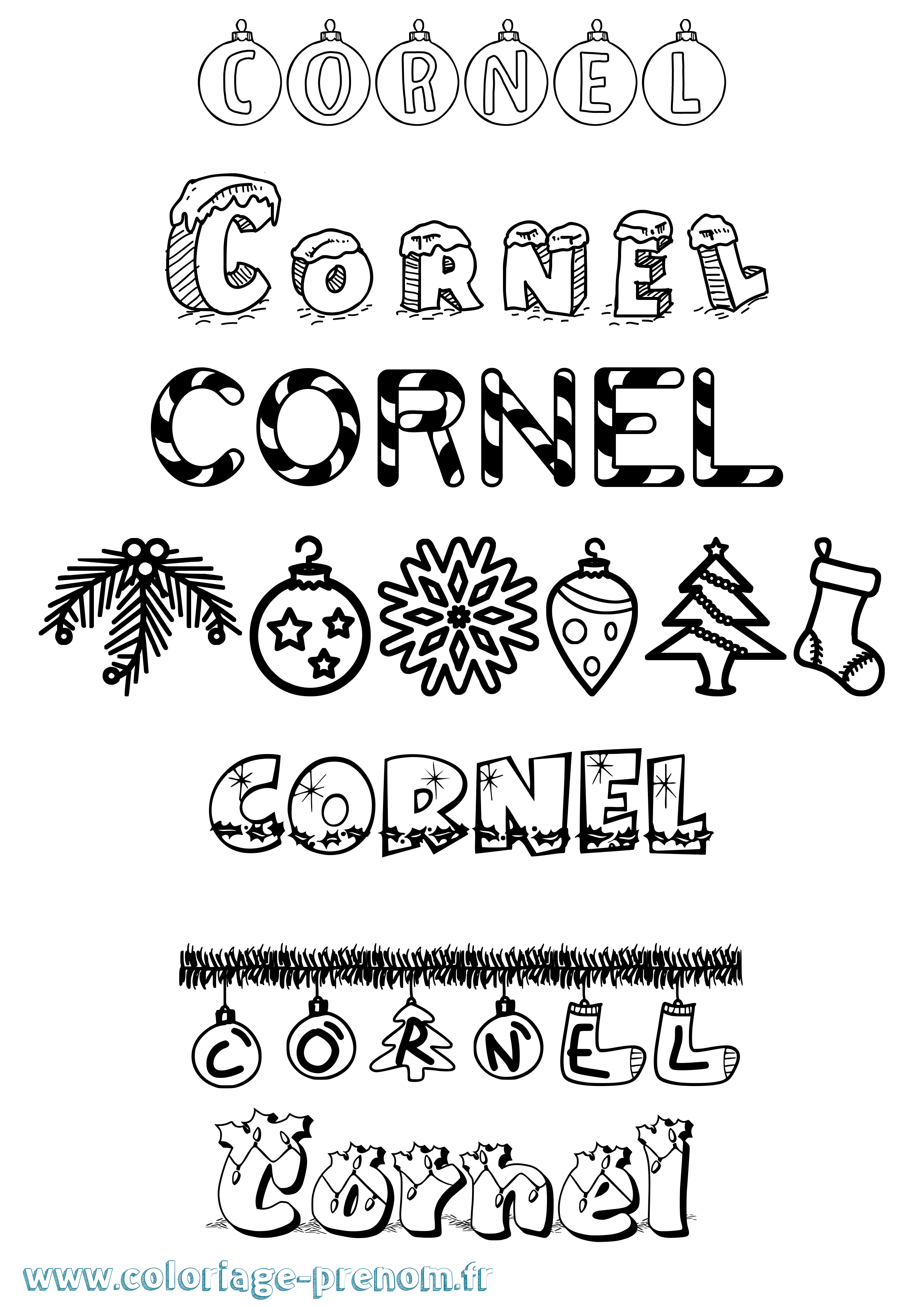 Coloriage Cornel Noël Coloriage prénom Cornel Noël