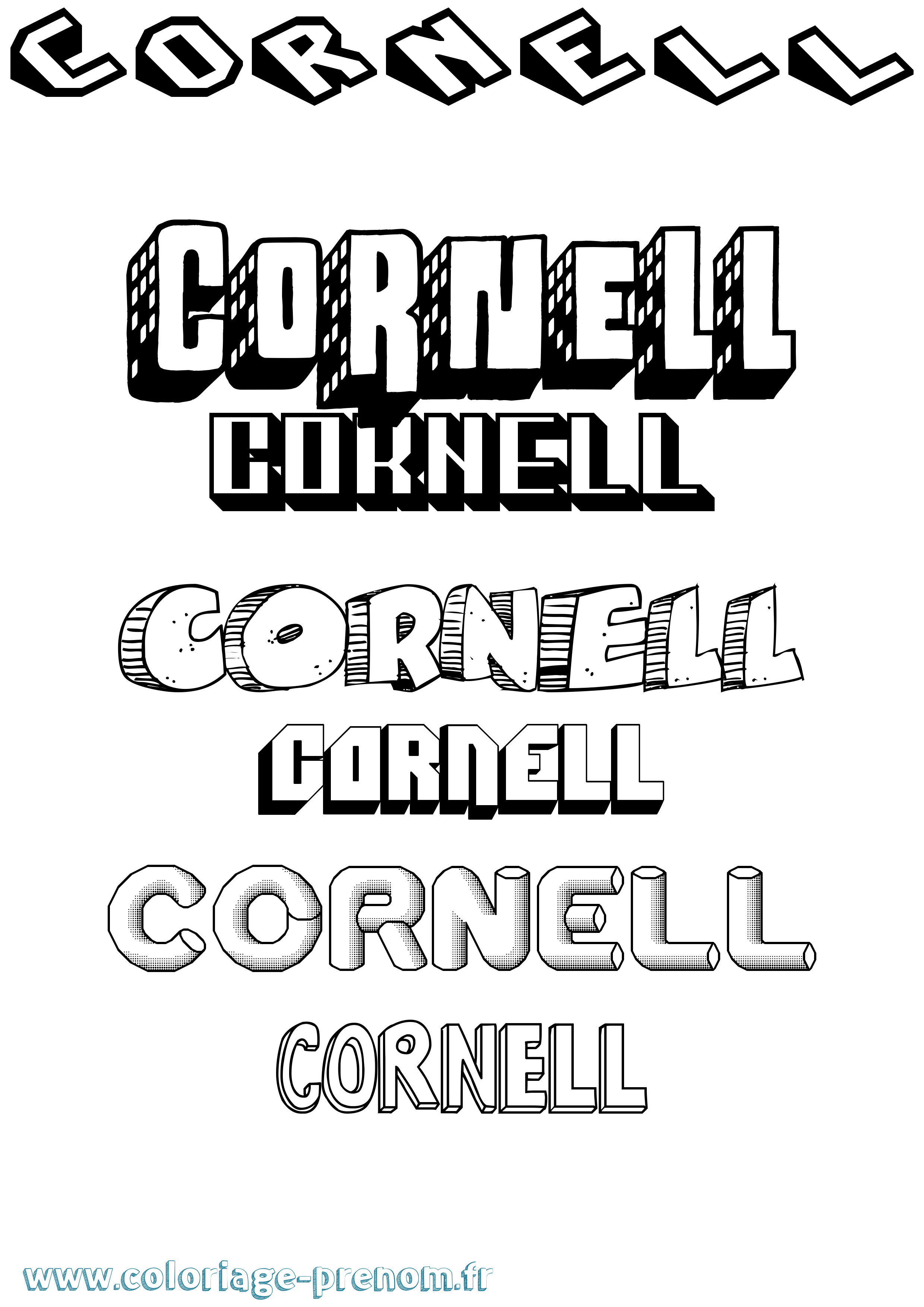 Coloriage Cornell Effet 3D Coloriage prénom Cornell Effet 3D