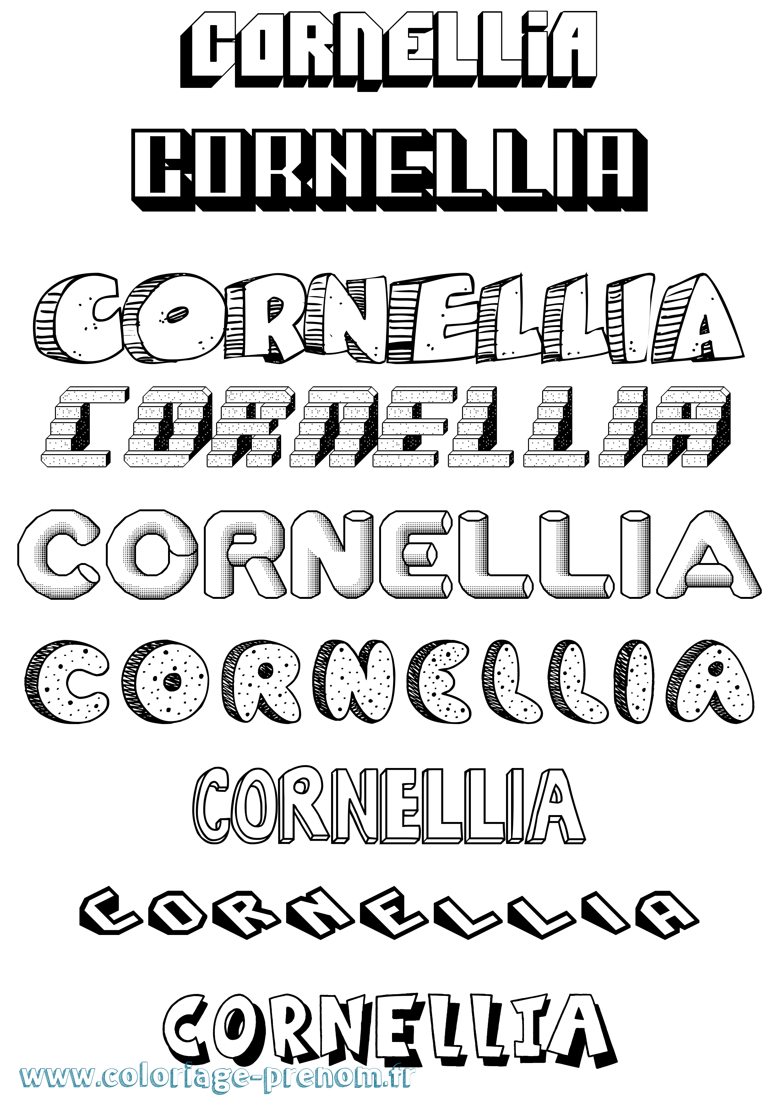 Coloriage Cornellia Effet 3D Coloriage prénom Cornellia Effet 3D