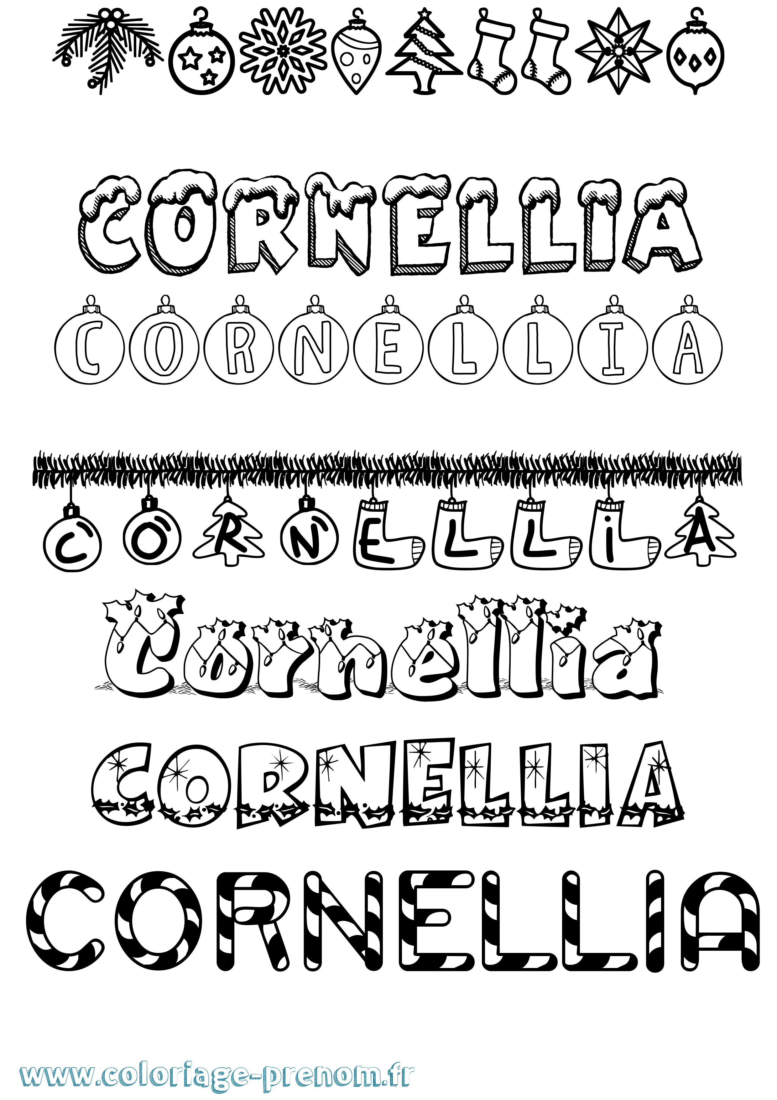 Coloriage Cornellia Noël Coloriage prénom Cornellia Noël