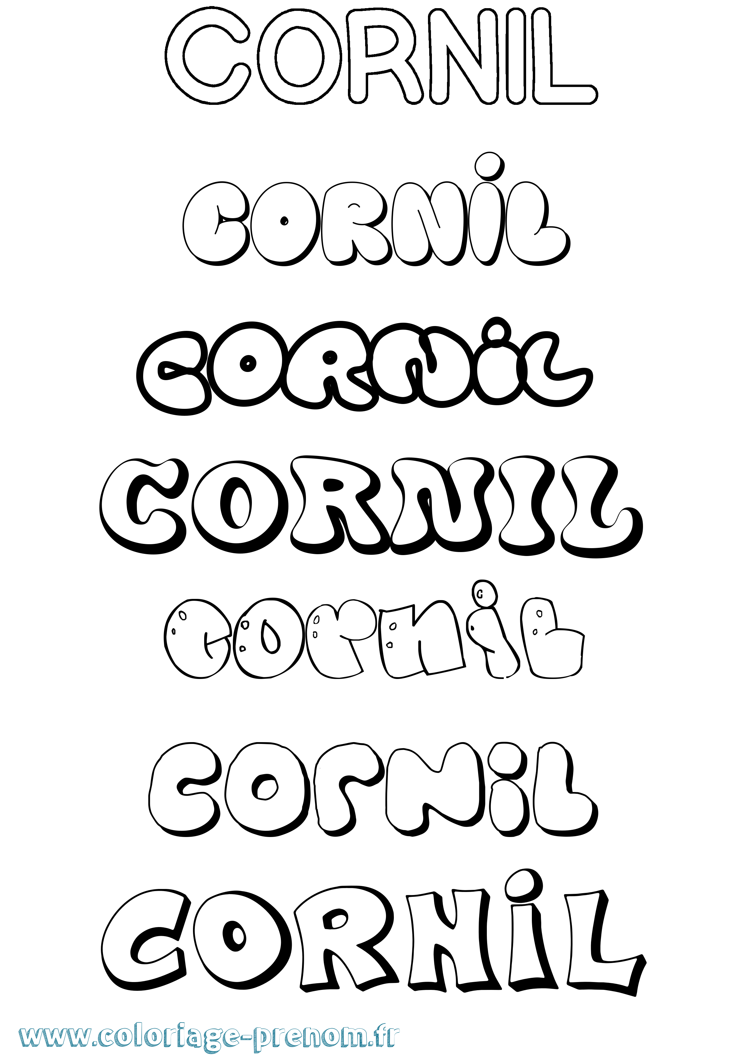 Coloriage Cornil Bubble Coloriage prénom Cornil Bubble