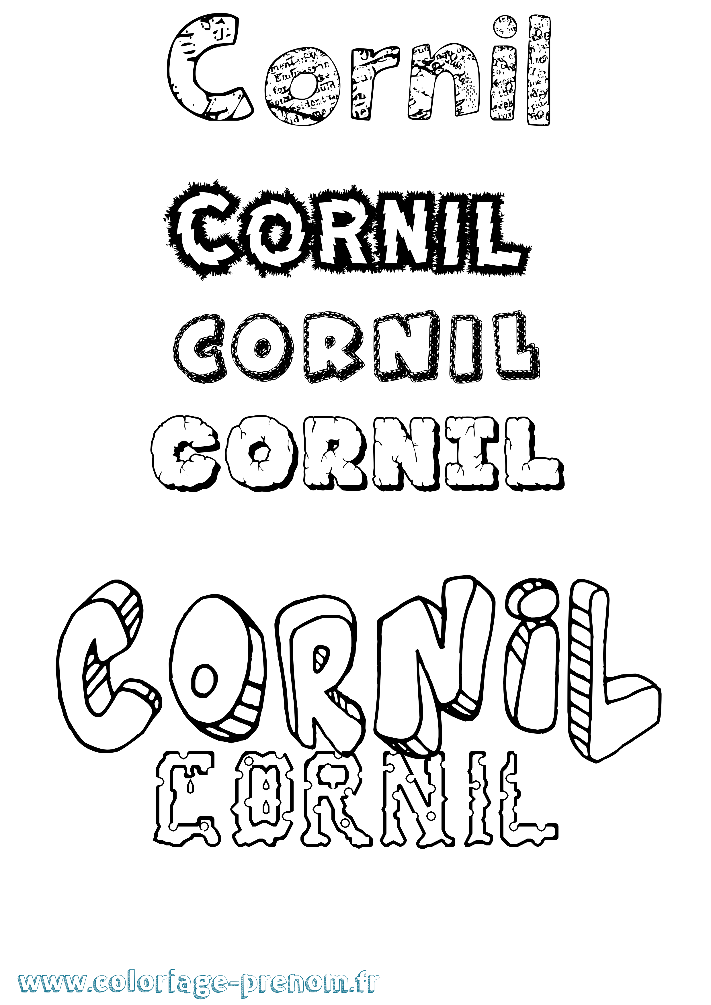 Coloriage Cornil Destructuré Coloriage prénom Cornil Destructuré