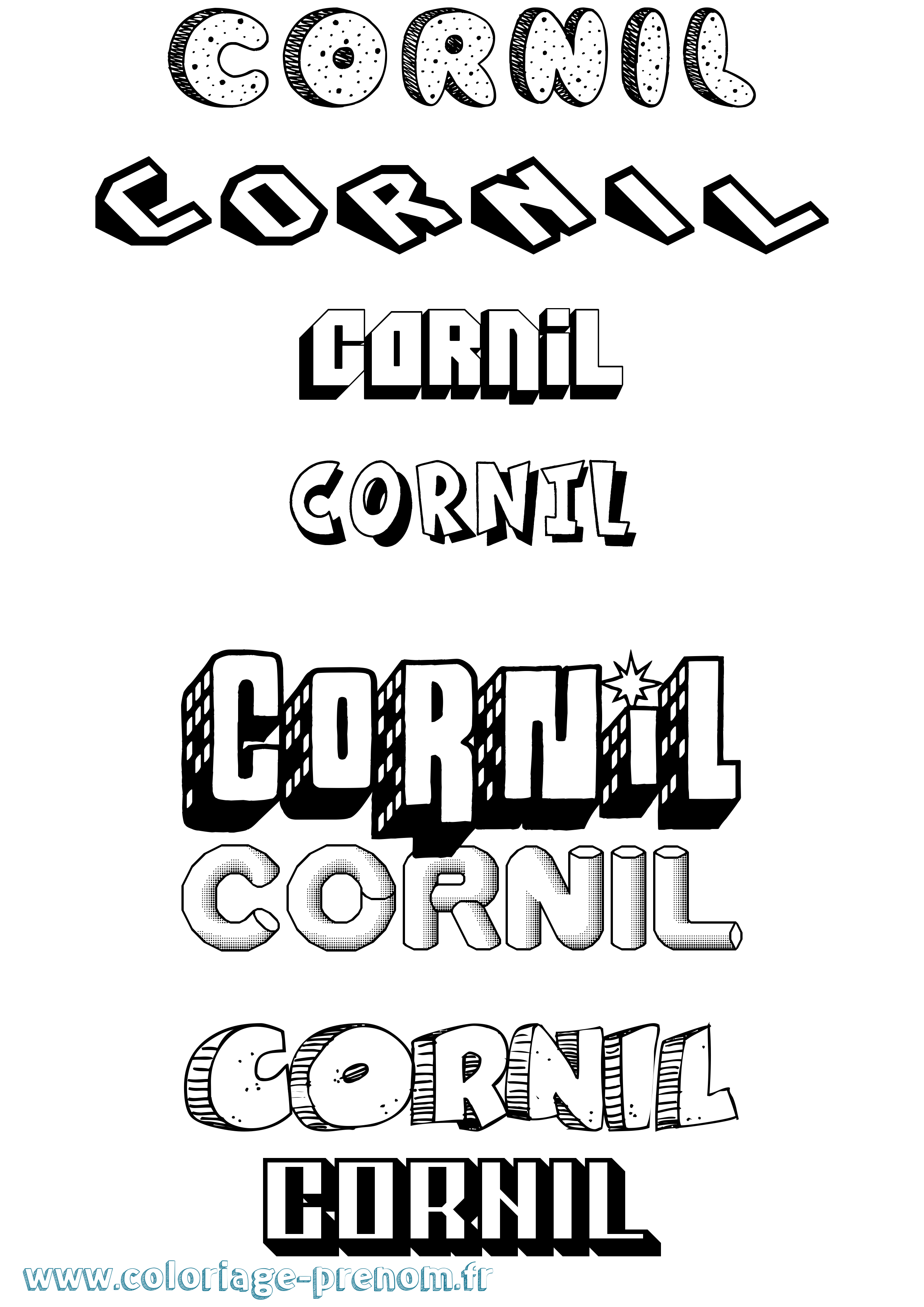 Coloriage Cornil Effet 3D Coloriage prénom Cornil Effet 3D