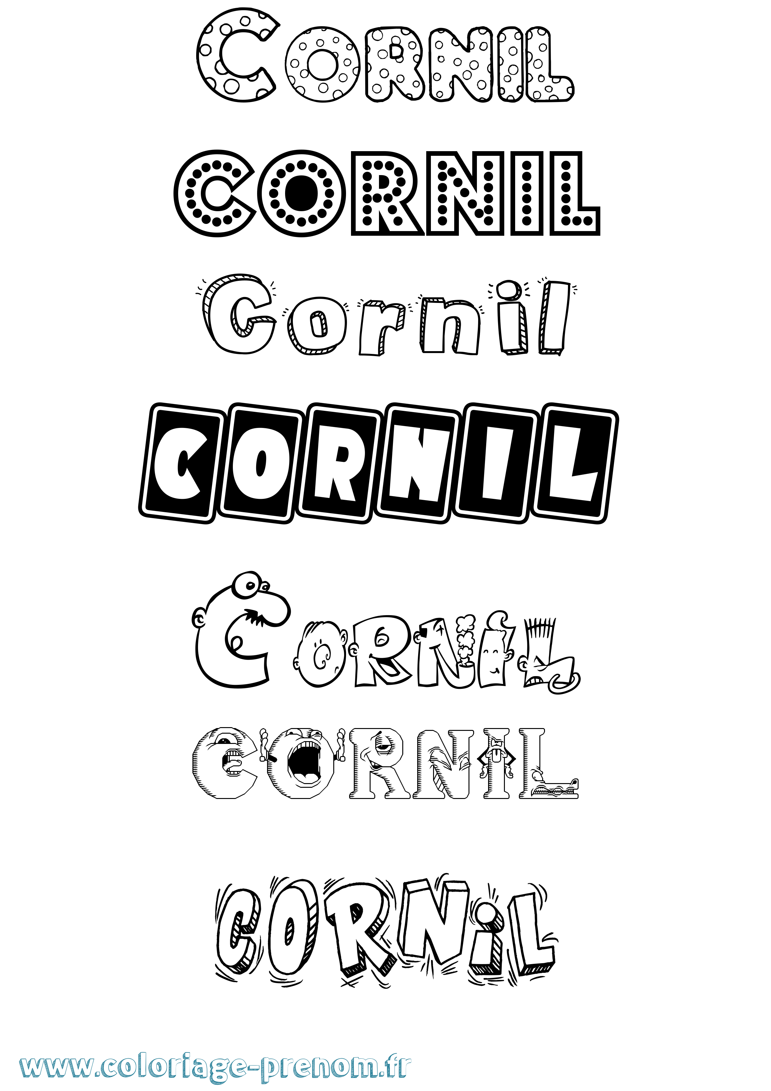 Coloriage Cornil Fun Coloriage prénom Cornil Fun