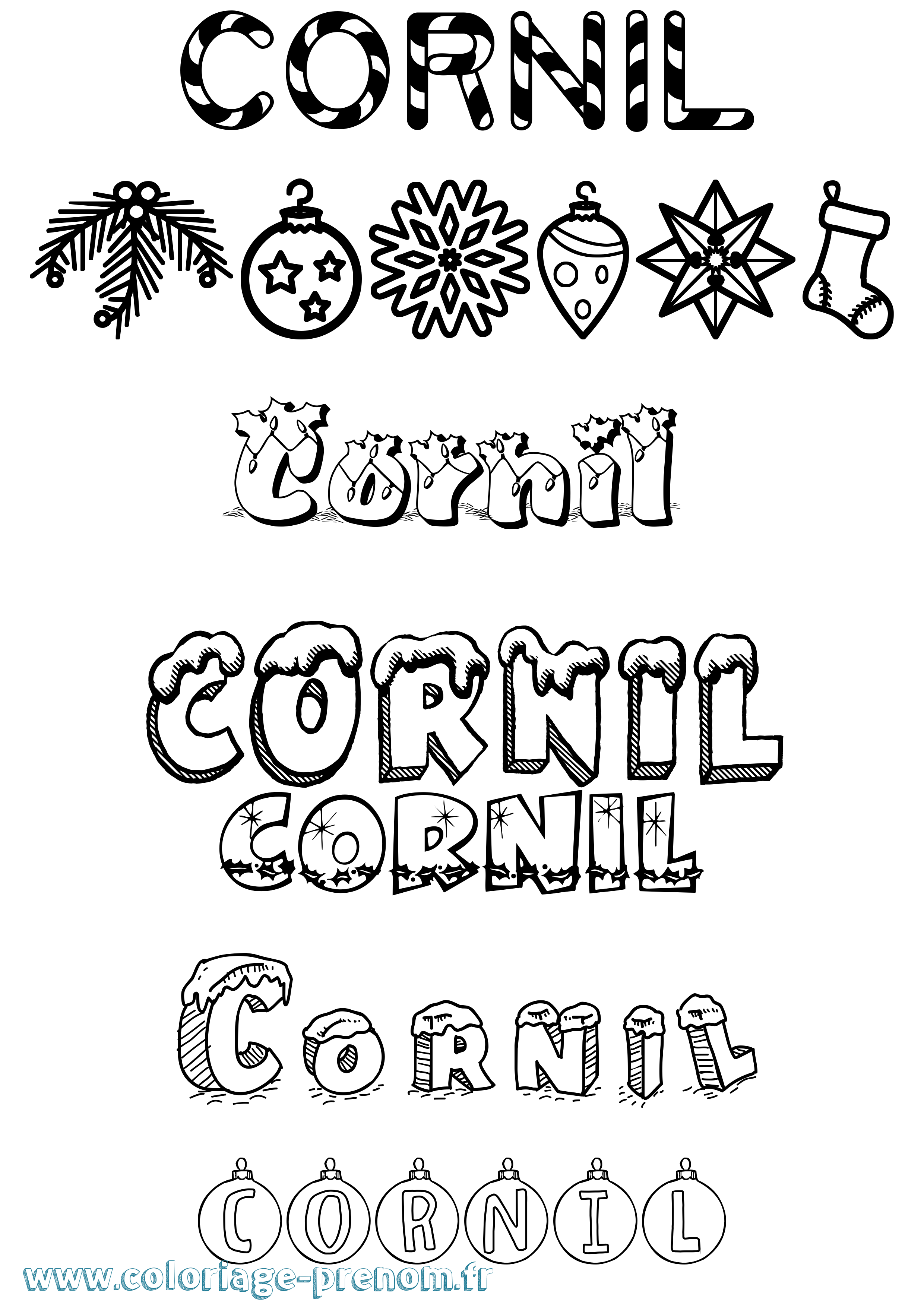 Coloriage Cornil Noël Coloriage prénom Cornil Noël