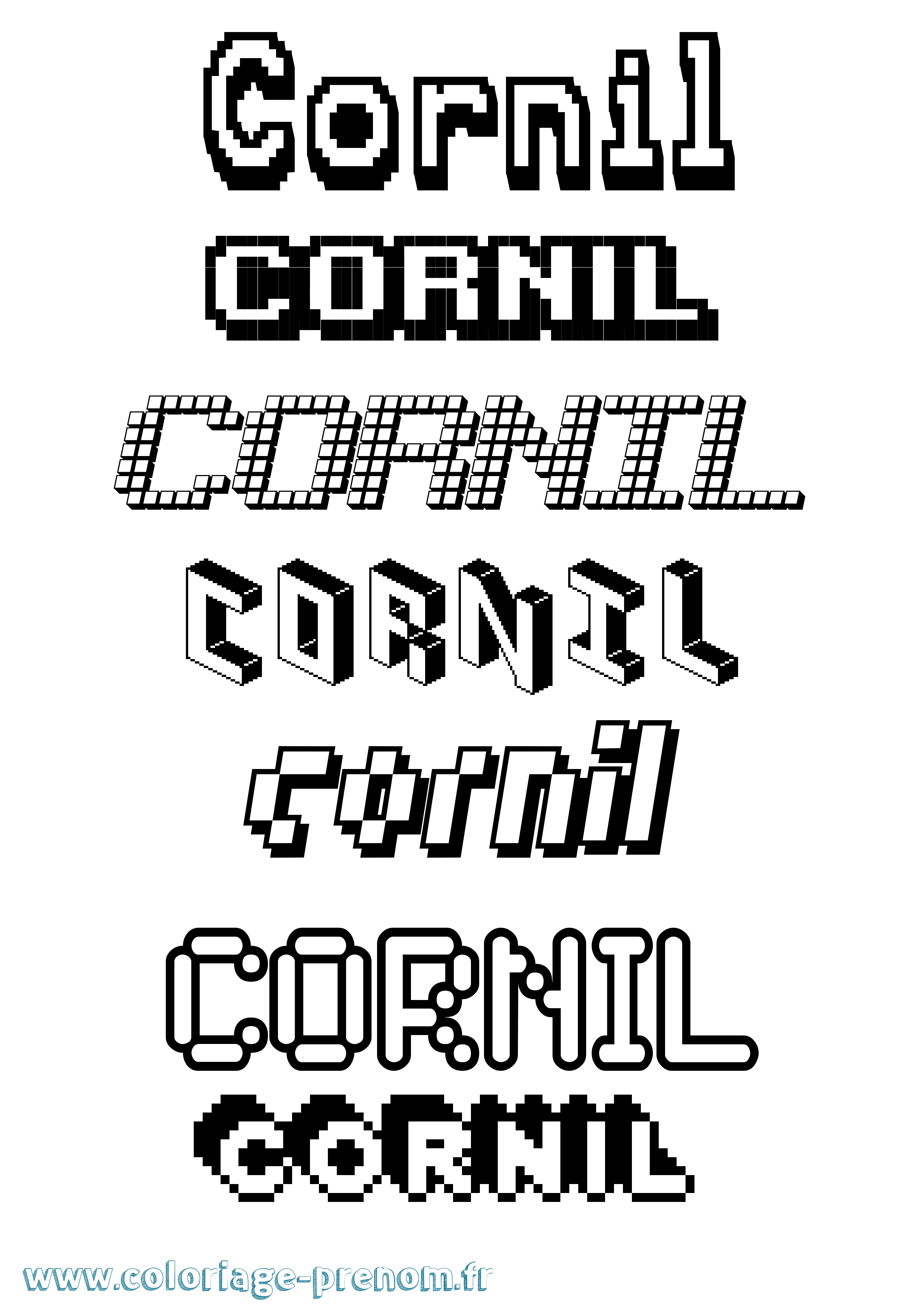 Coloriage Cornil Pixel Coloriage prénom Cornil Pixel