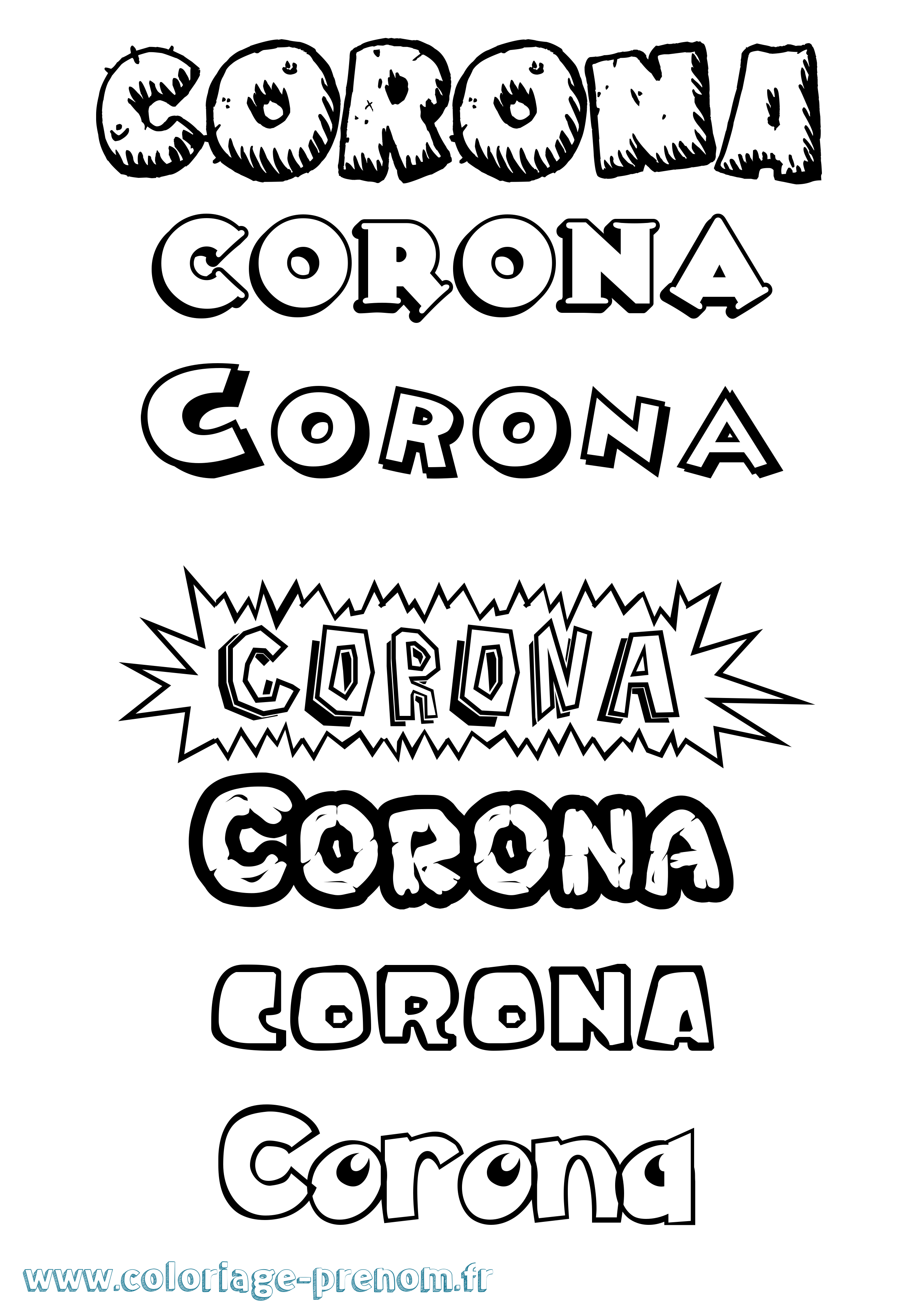 Coloriage Corona Dessin Animé Coloriage prénom Corona Dessin Animé