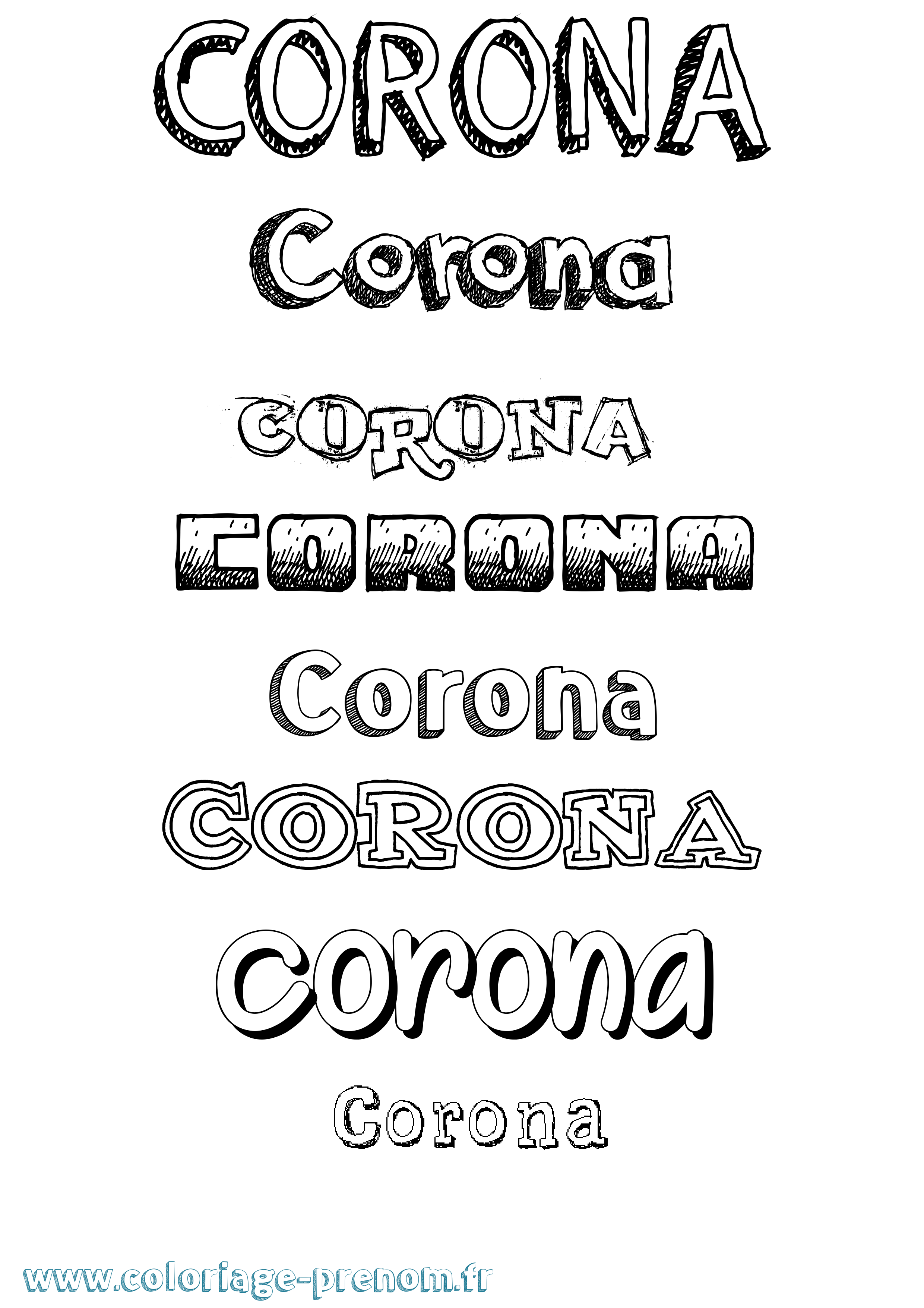 Coloriage Corona Dessiné Coloriage prénom Corona Dessiné